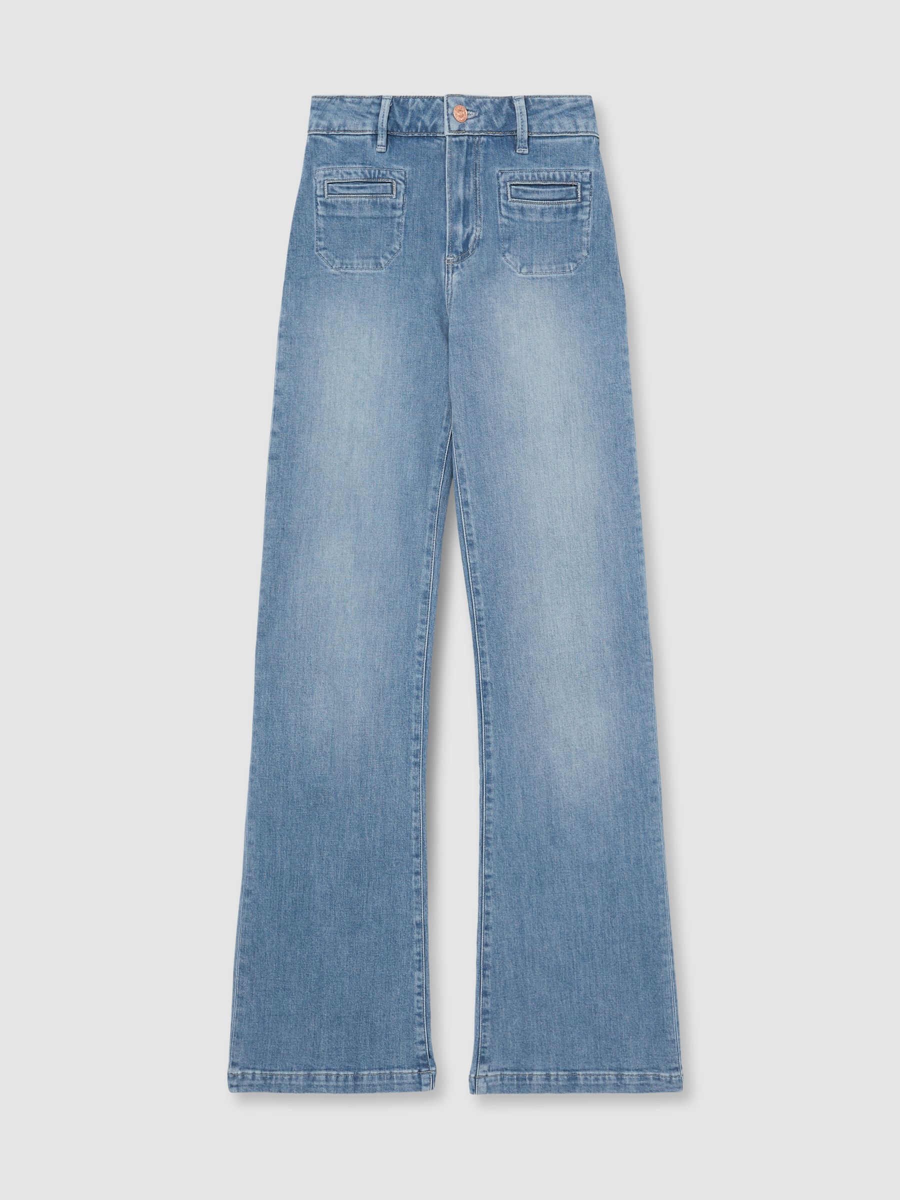 Paige Wide-Leg Patch-Pocket Jeans in Adley Blue - Image 2 of 7