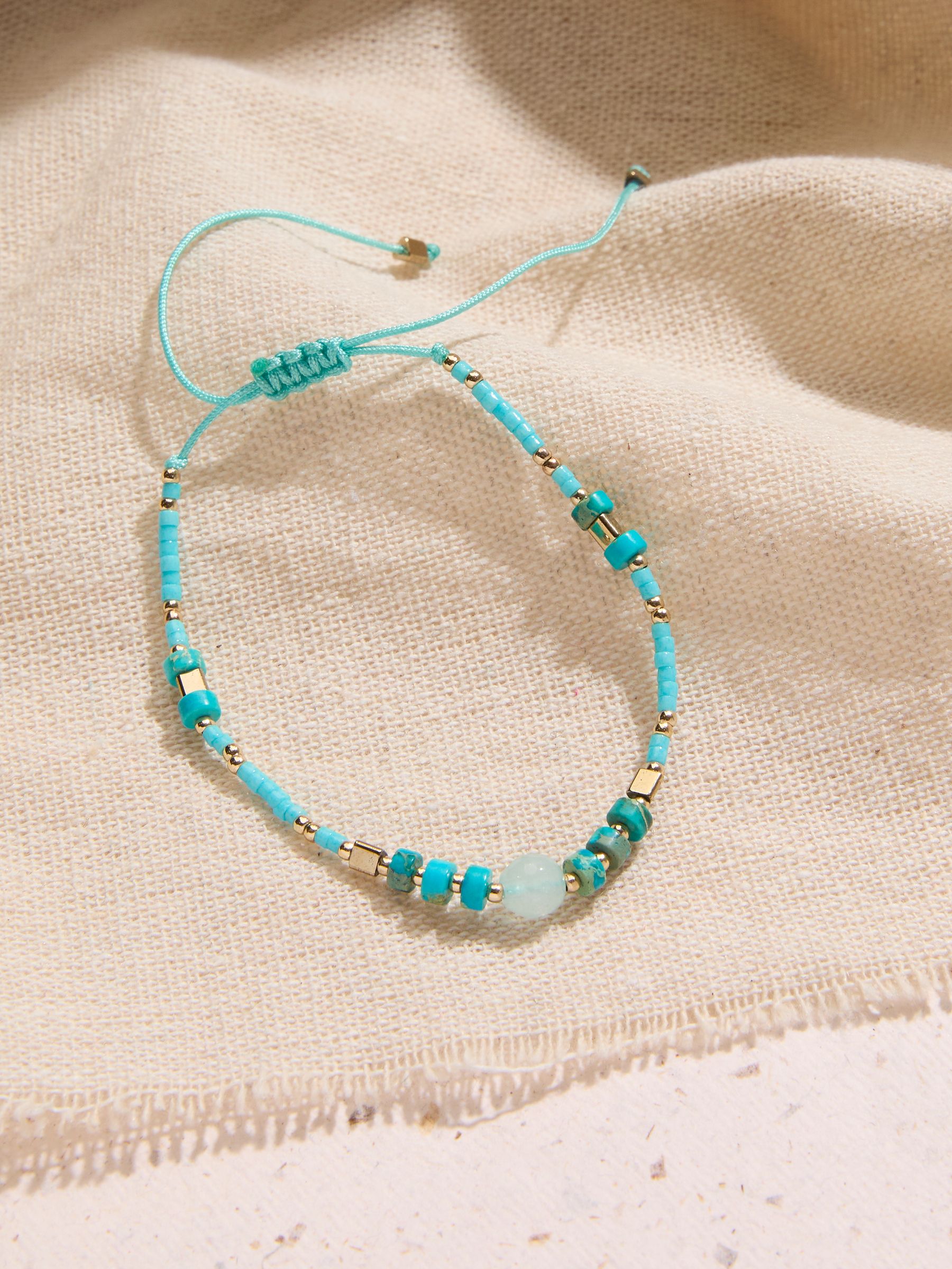 Turquoise Woven Beaded Adjustable Bracelet - Image 1 of 2