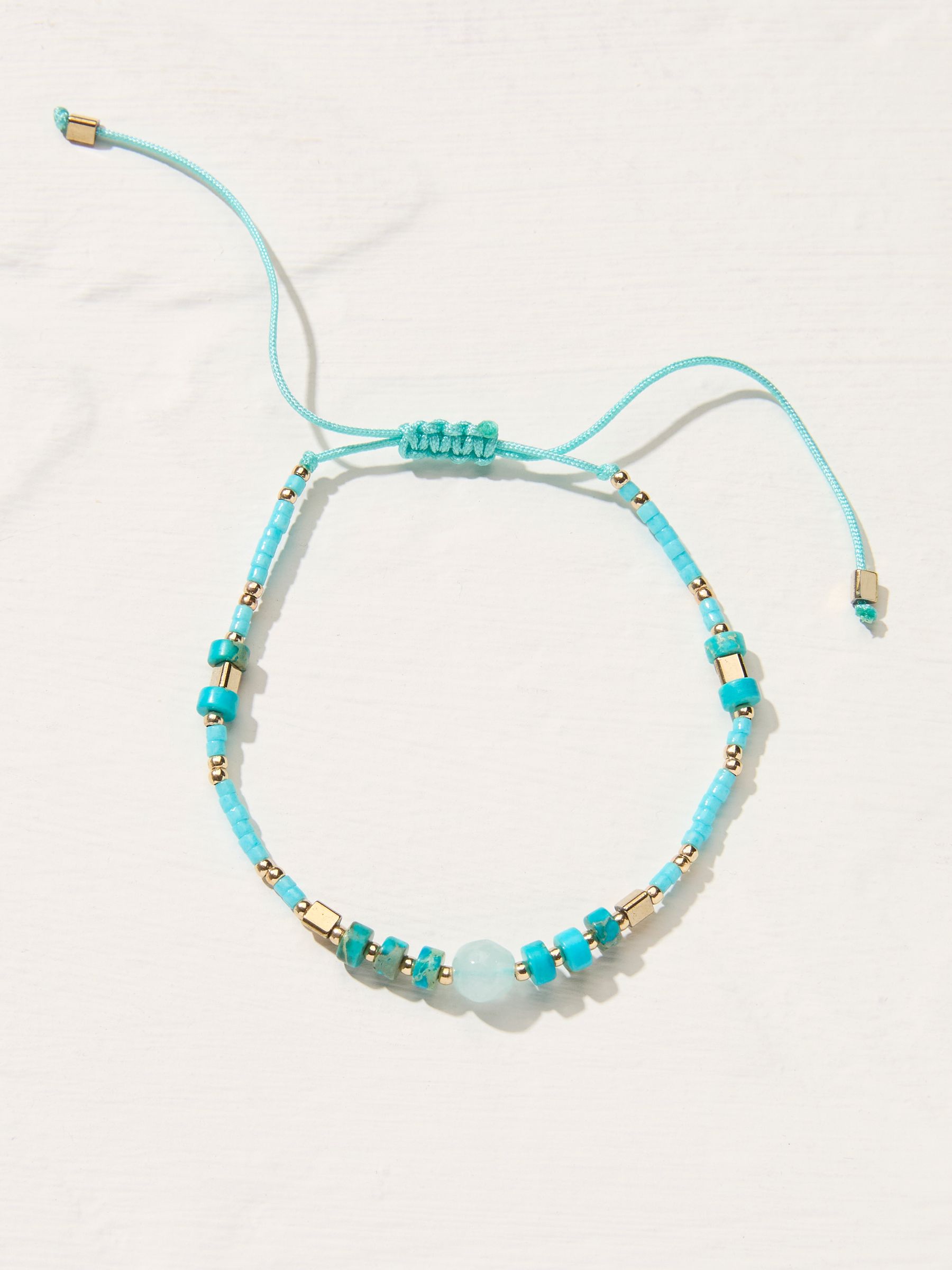 Turquoise Woven Beaded Adjustable Bracelet - Image 2 of 2