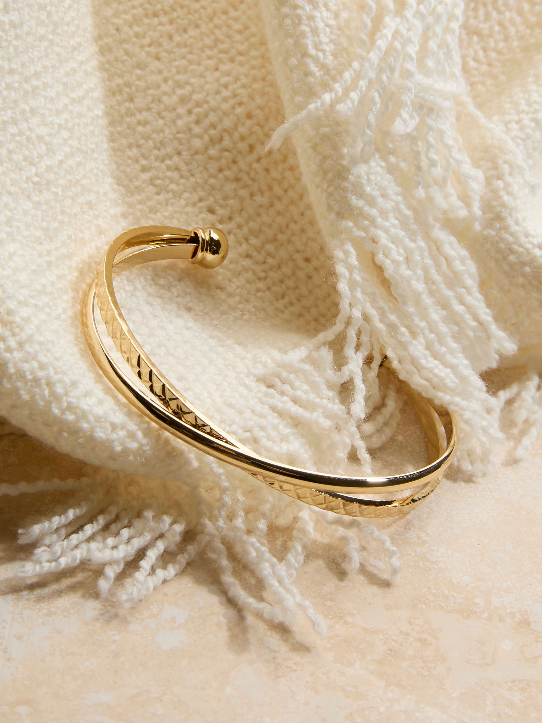 Gold Coloured Twist Detail Bangle - Image 2 of 2