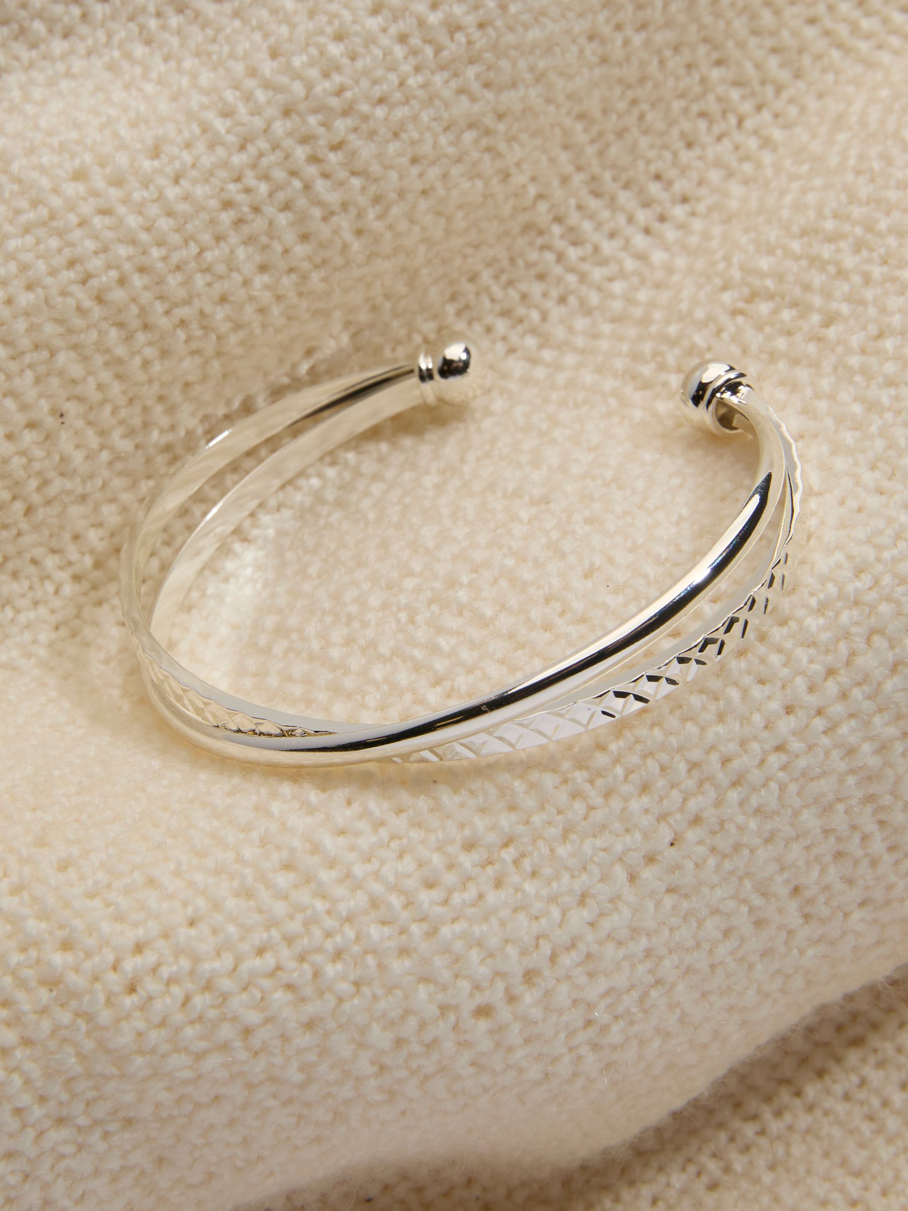 Silver Coloured Twist Detail Bangle - Image 2 of 2