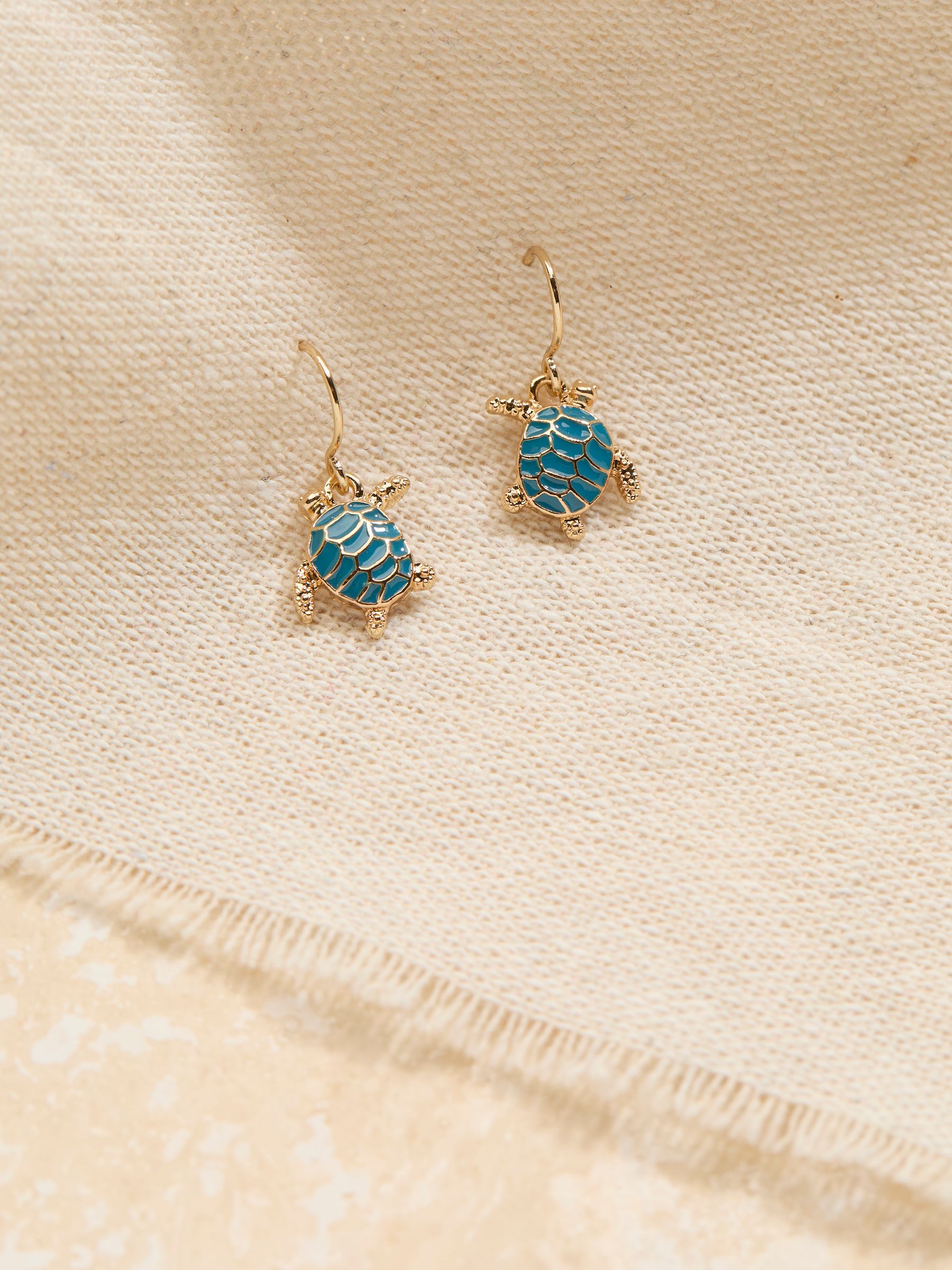 Teal Blue Turtle Drop Earrings - Image 2 of 2