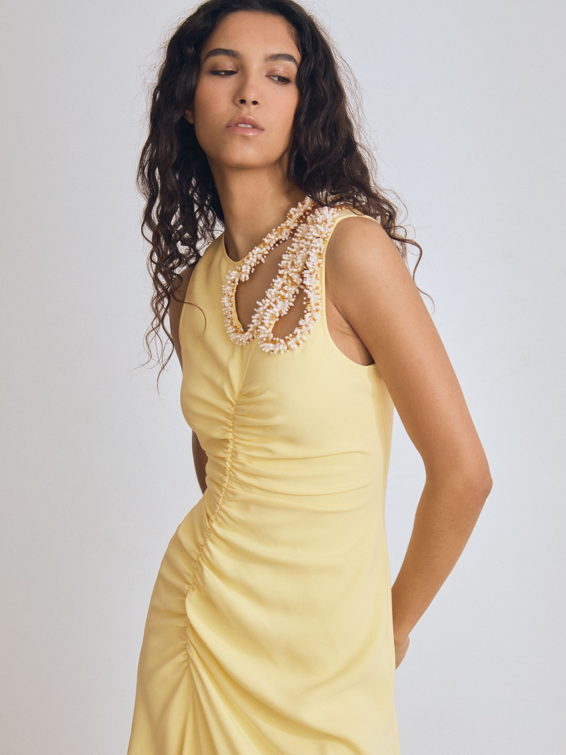Atelier Embellished-Shoulder Maxi Dress in Yellow - Image 3 of 5
