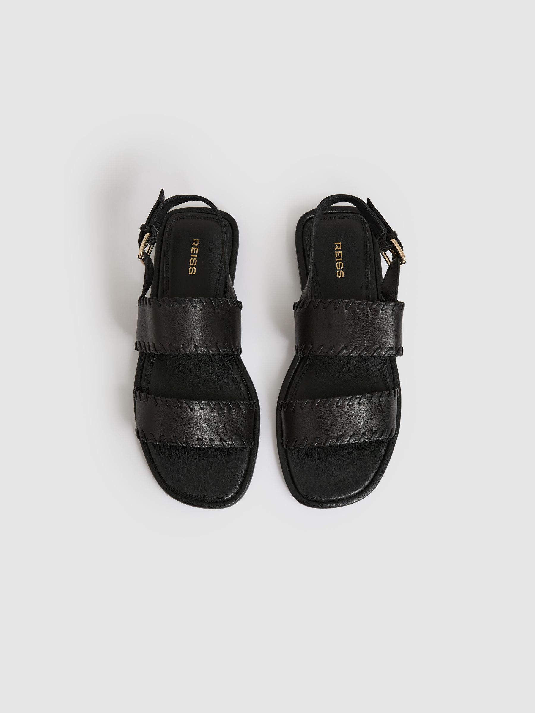 Leather Whipstitch-Trim Sandals in Black - image 2