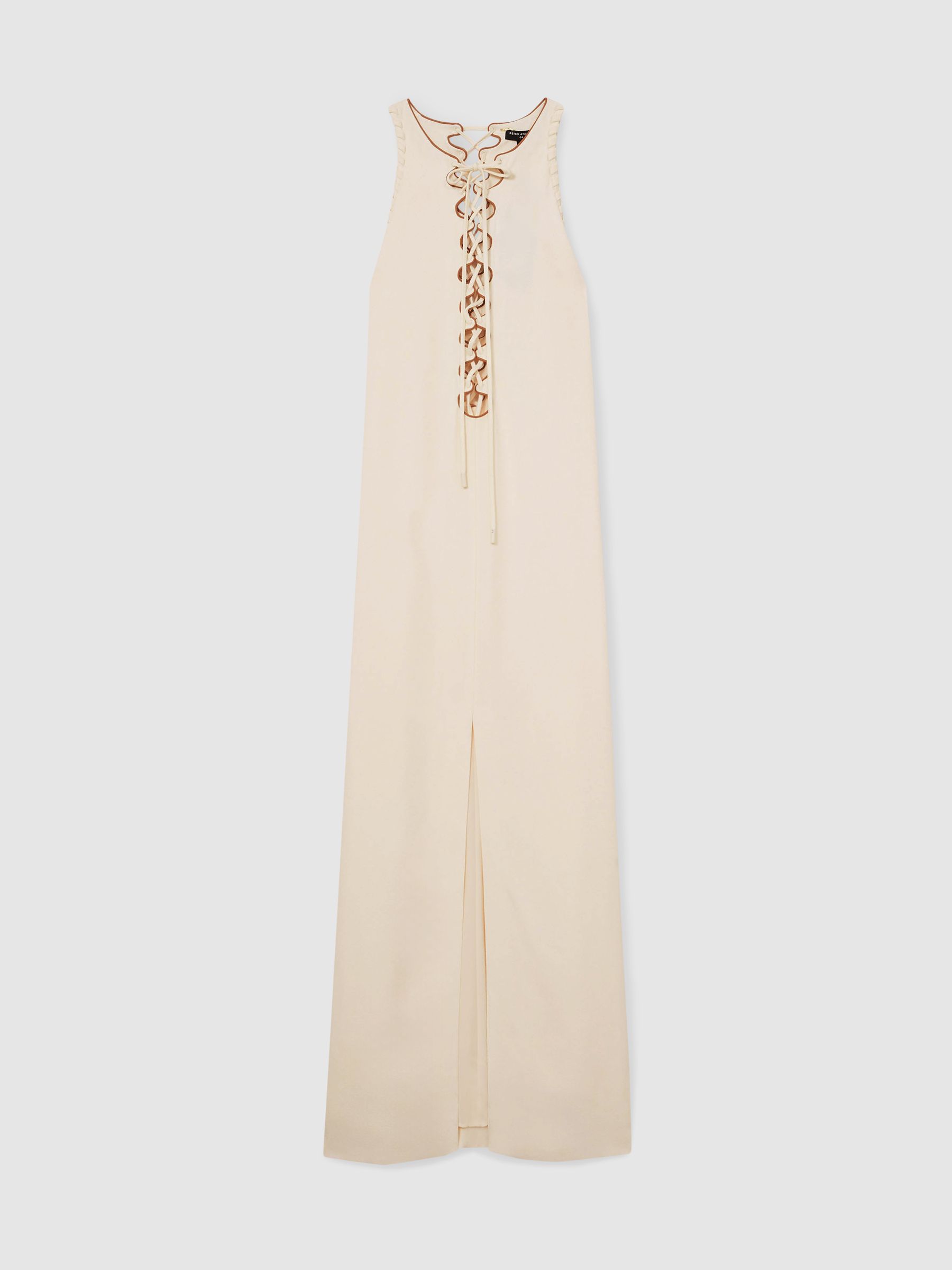 Atelier Satin-Crepe Cut-Out Maxi Dress in Cream - Image 2 of 6