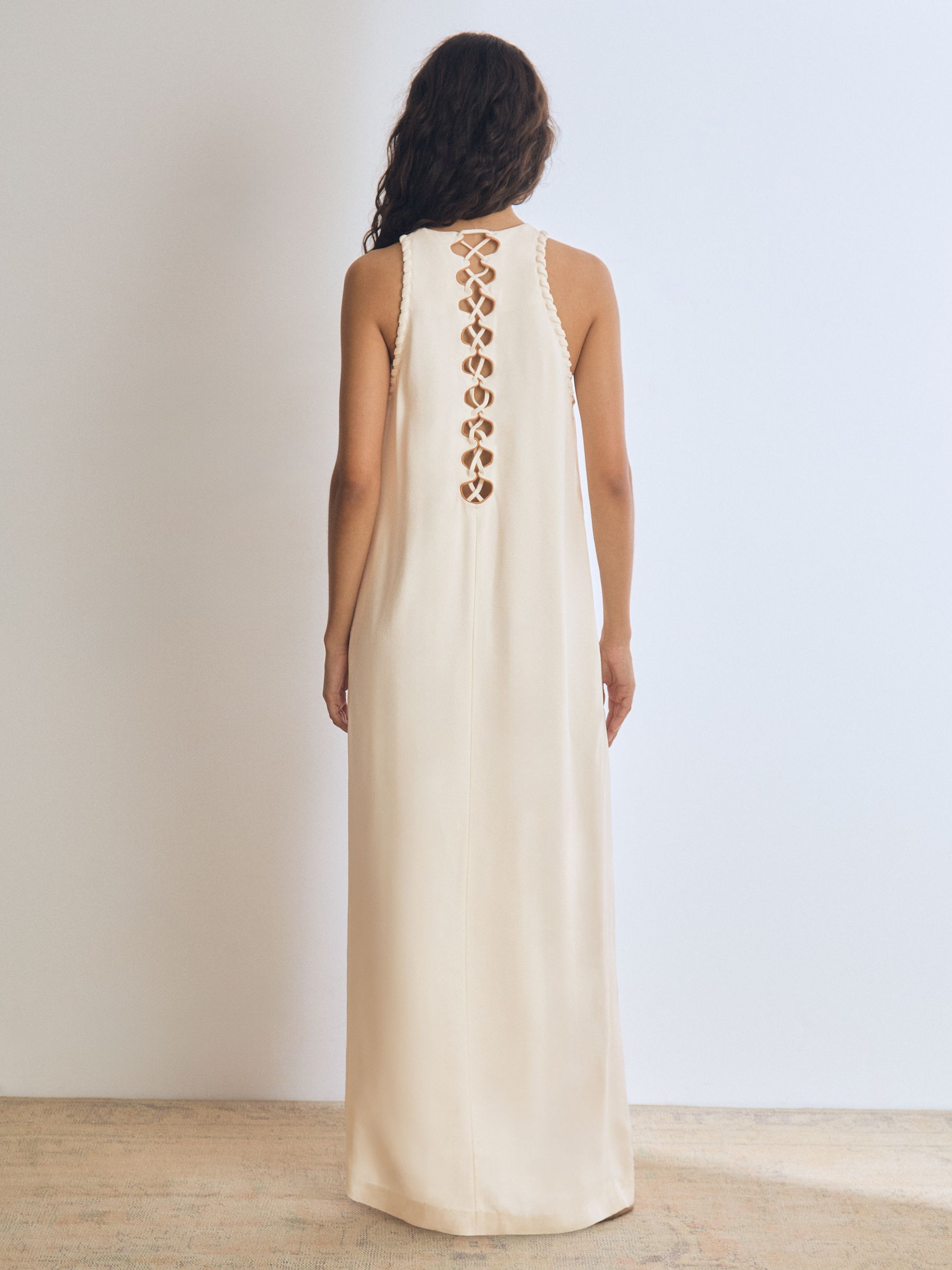 Atelier Satin-Crepe Cut-Out Maxi Dress in Cream - Image 4 of 6