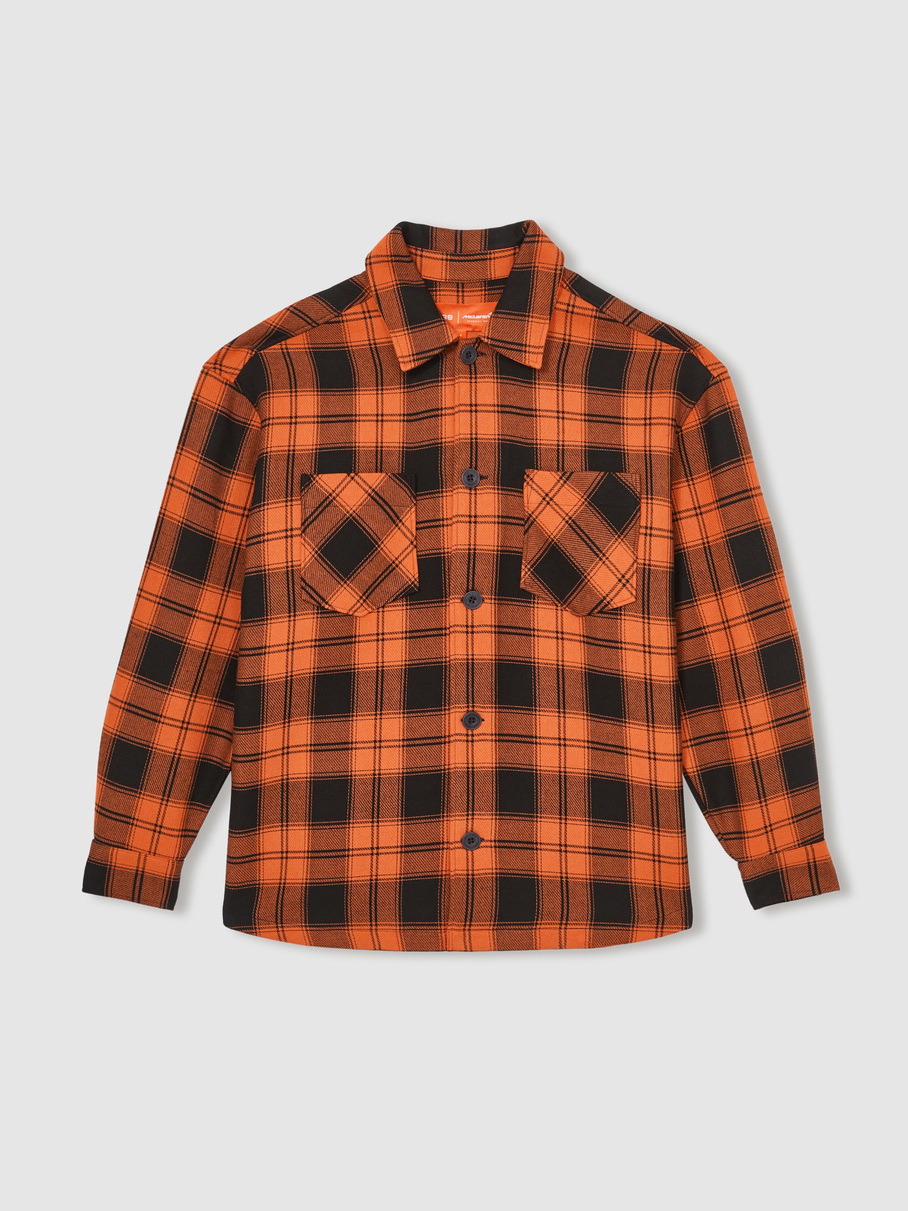 McLaren F1 Team Check Logo Overshirt in Papaya Orange/Black - Image 2 of 9