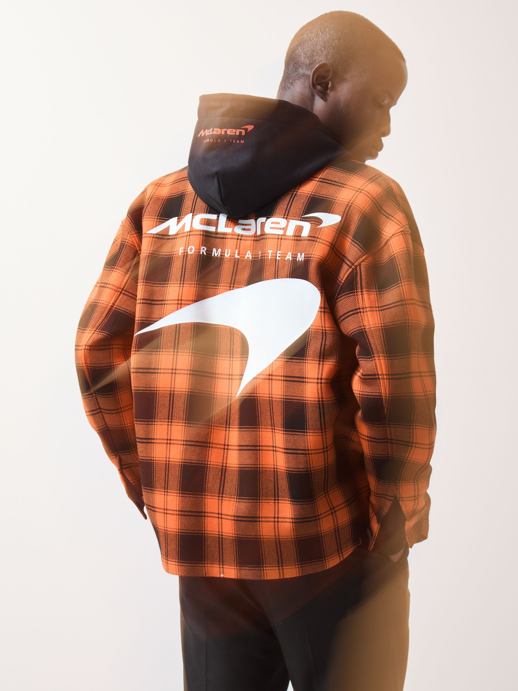 McLaren F1 Team Check Logo Overshirt in Papaya Orange/Black - Image 3 of 9