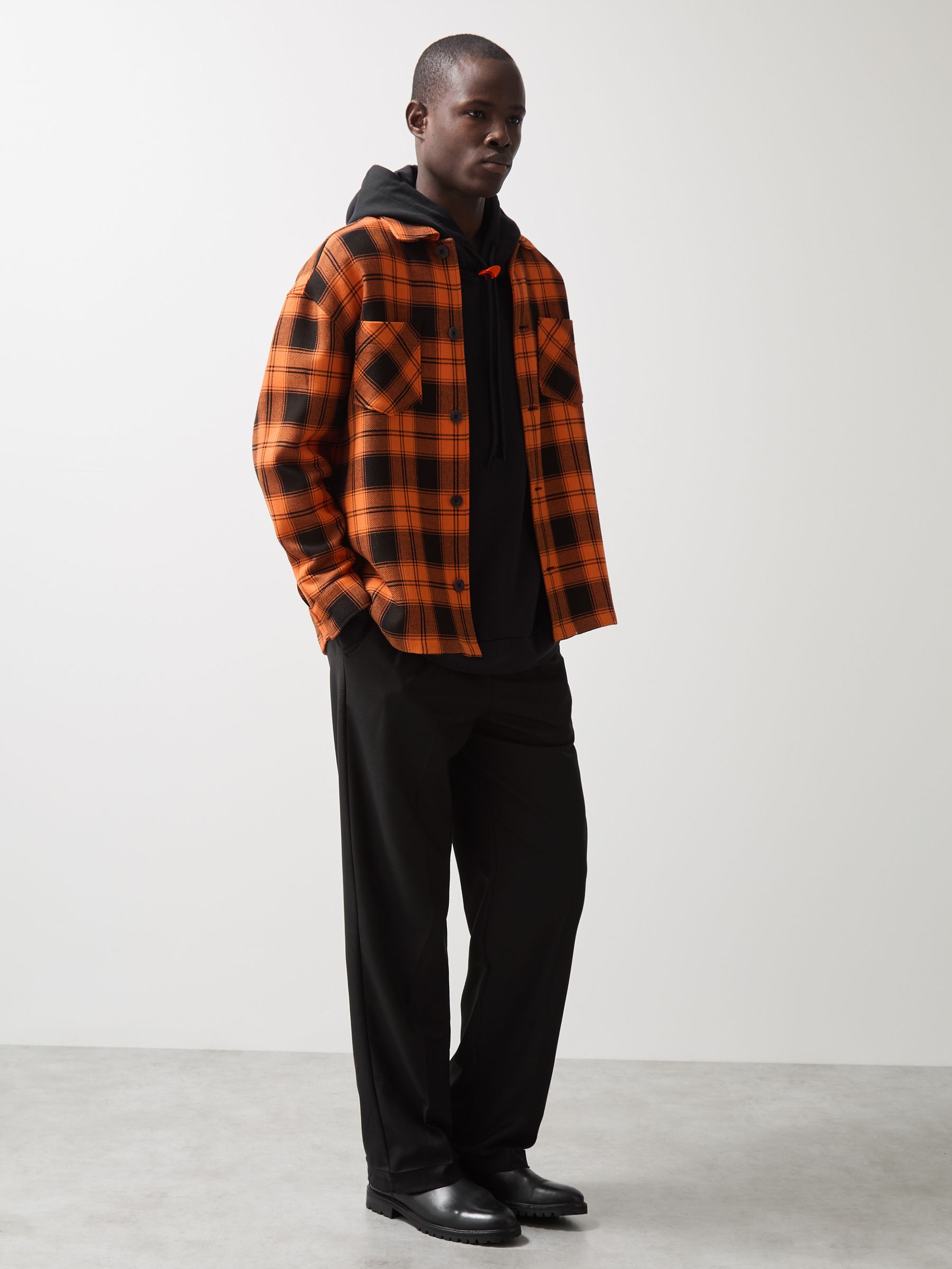 McLaren F1 Team Check Logo Overshirt in Papaya Orange/Black - Image 4 of 9