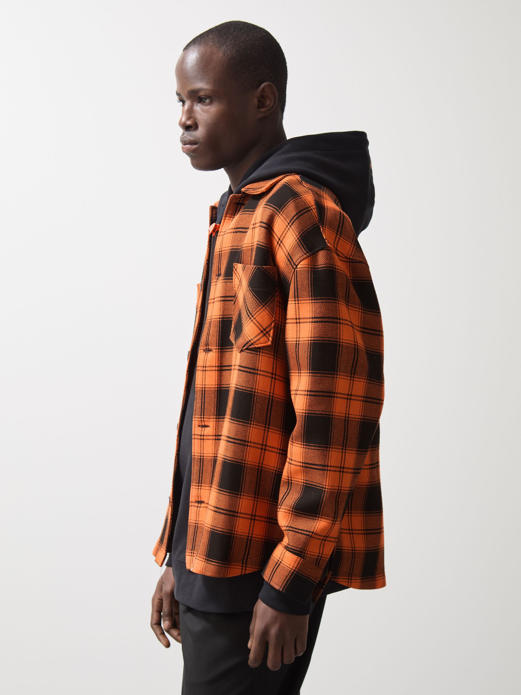 McLaren F1 Team Check Logo Overshirt in Papaya Orange/Black - Image 5 of 9