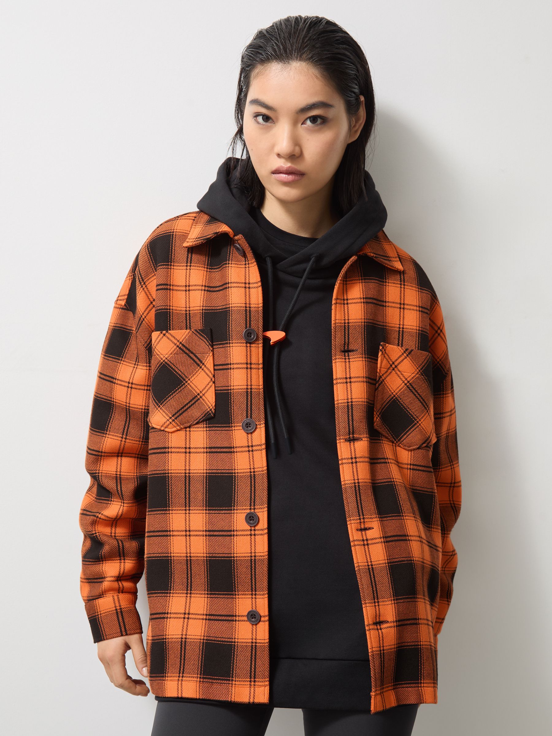 McLaren F1 Team Check Logo Overshirt in Papaya Orange/Black - Image 6 of 9