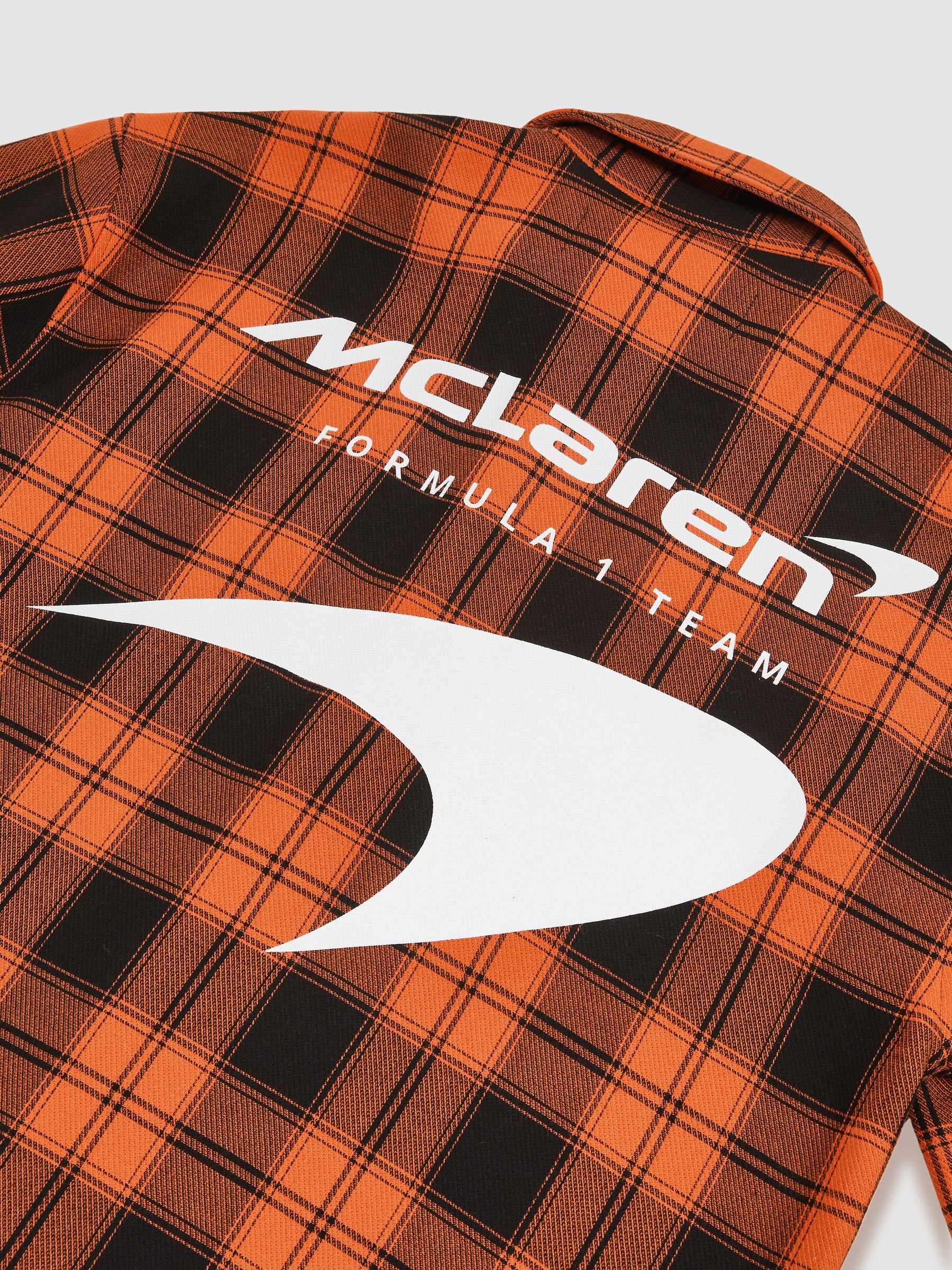 McLaren F1 Team Check Logo Overshirt in Papaya Orange/Black - Image 7 of 9