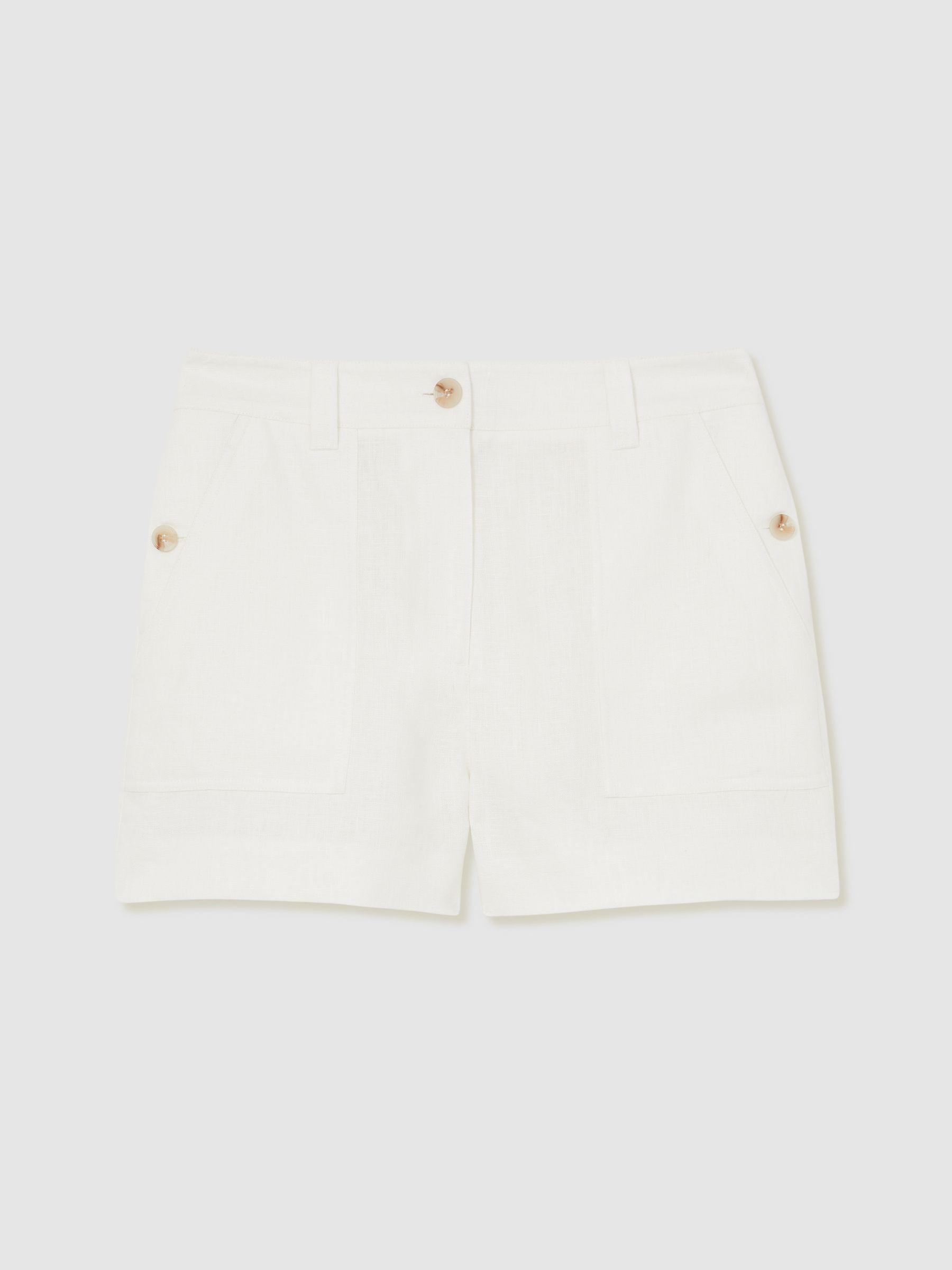 Linen Shorts in White - Image 2 of 6