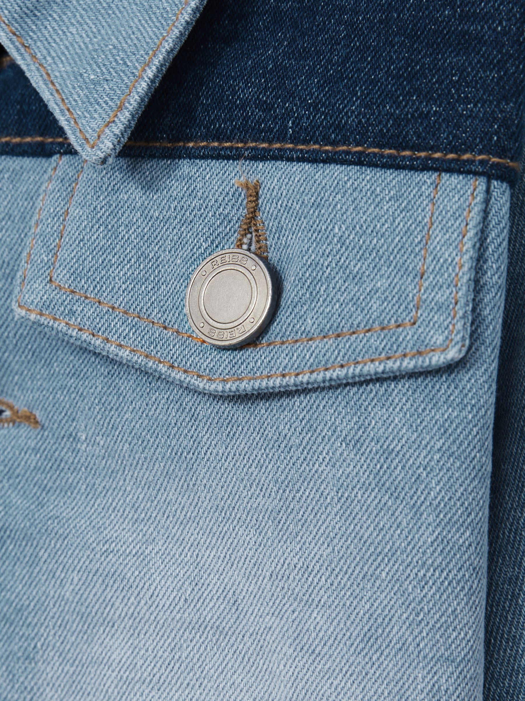 Patchwork Two-Tone Denim Jacket in Blue - Image 4 of 4