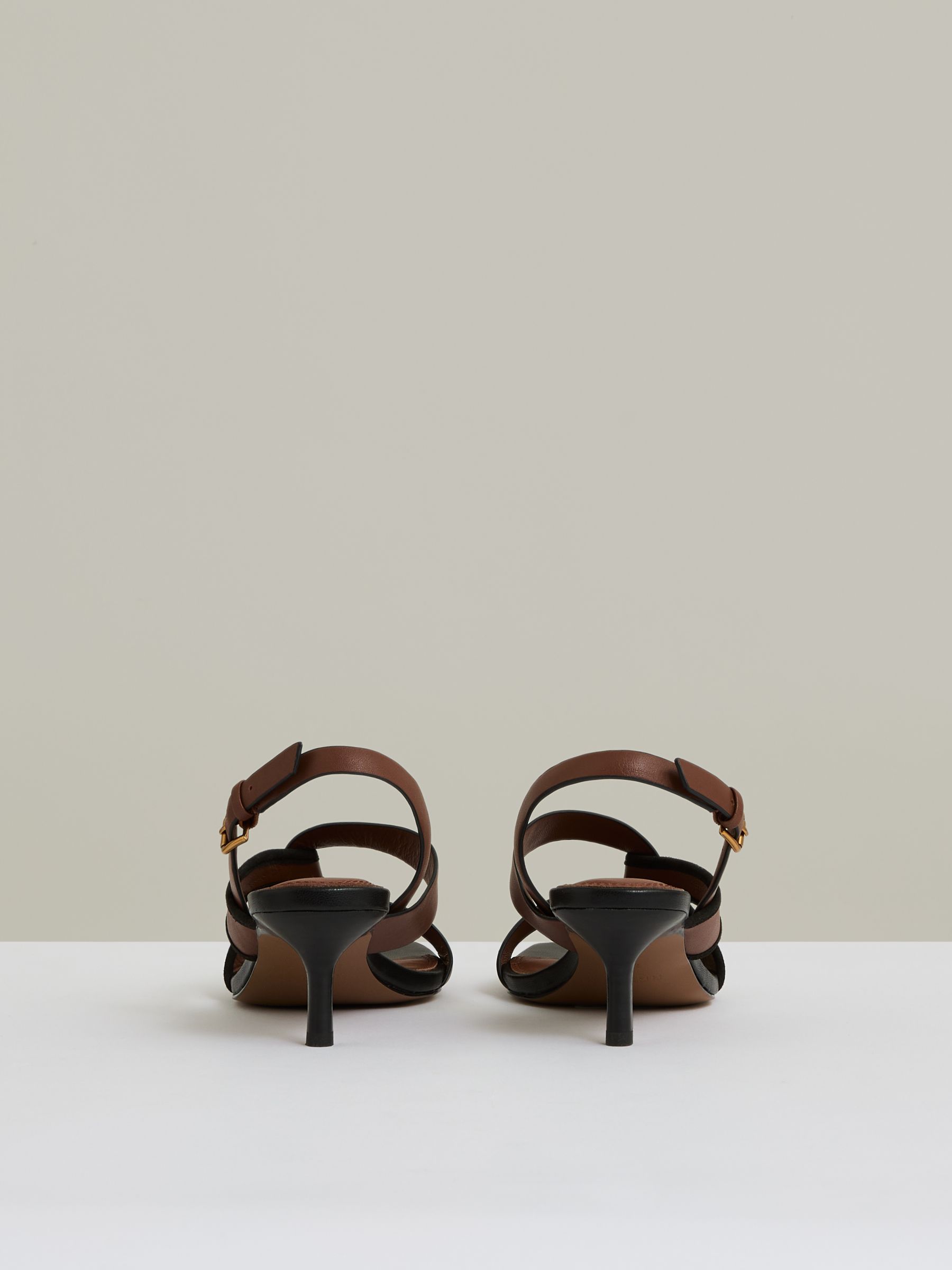 Leather Link-Strap Low-Heel Sandals in Tan - Image 3 of 6