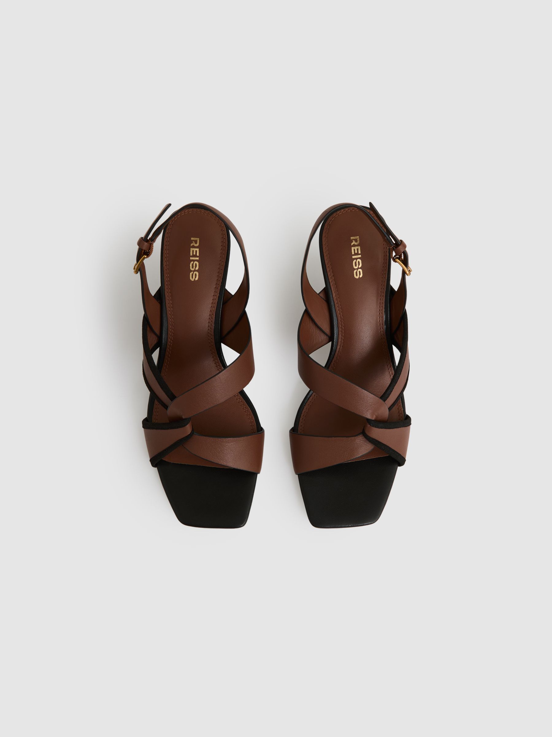 Leather Link-Strap Low-Heel Sandals in Tan - Image 4 of 6