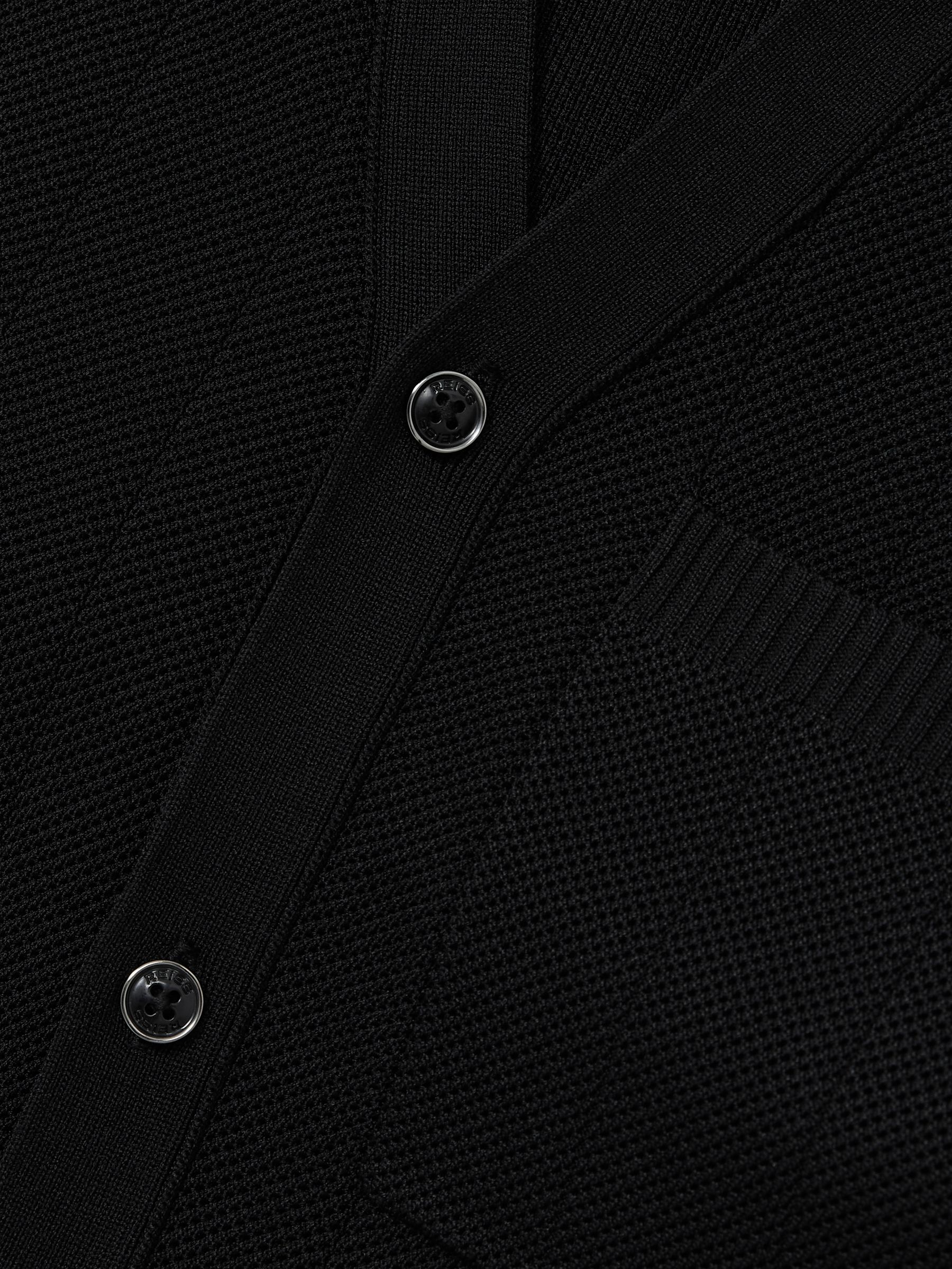V-Neck Collar Textured Knit Shirt in Black - Image 7 of 7