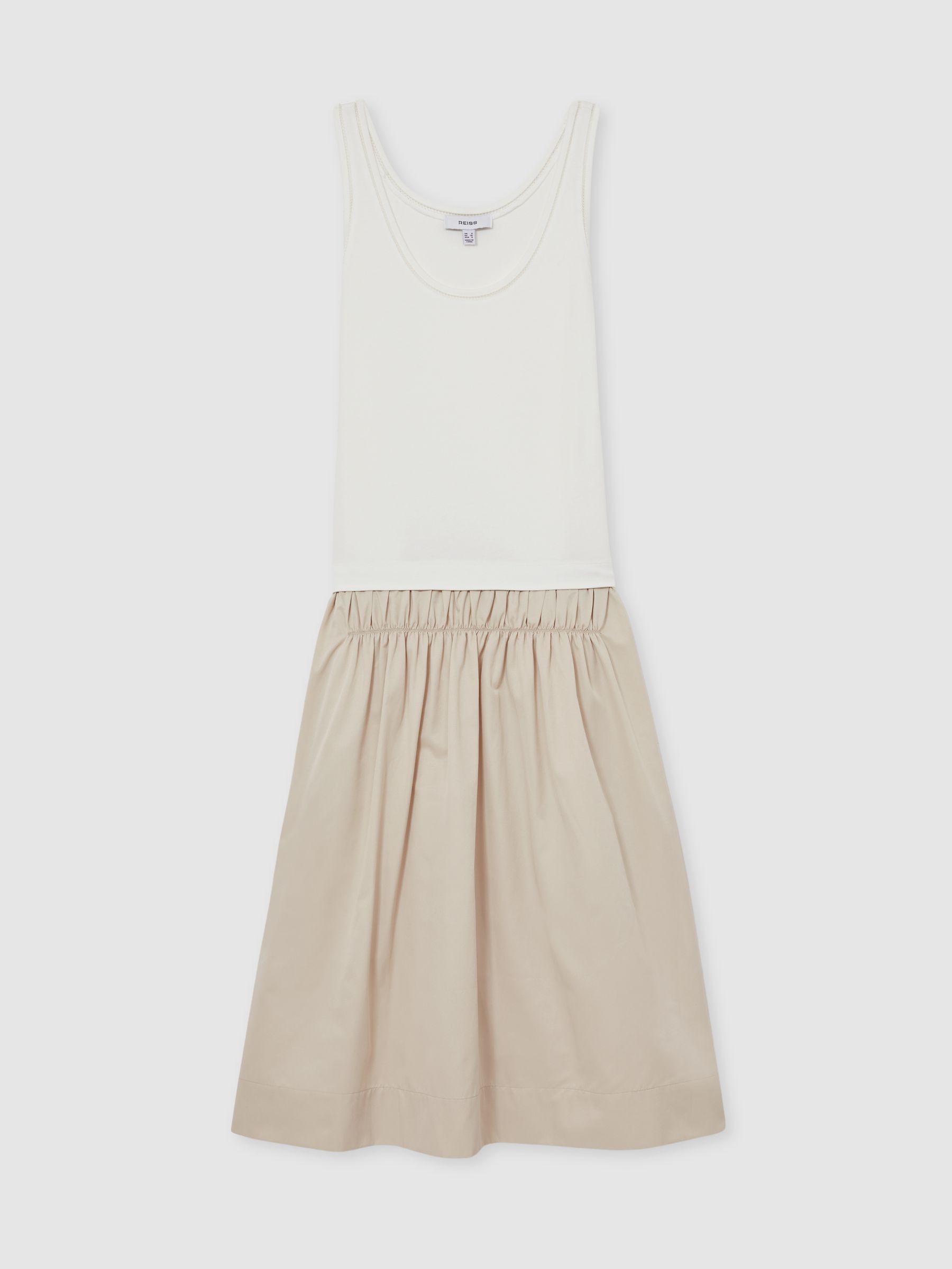 Layered Sleeveless Midi Dress in Ivory/Neutral - Image 2 of 5