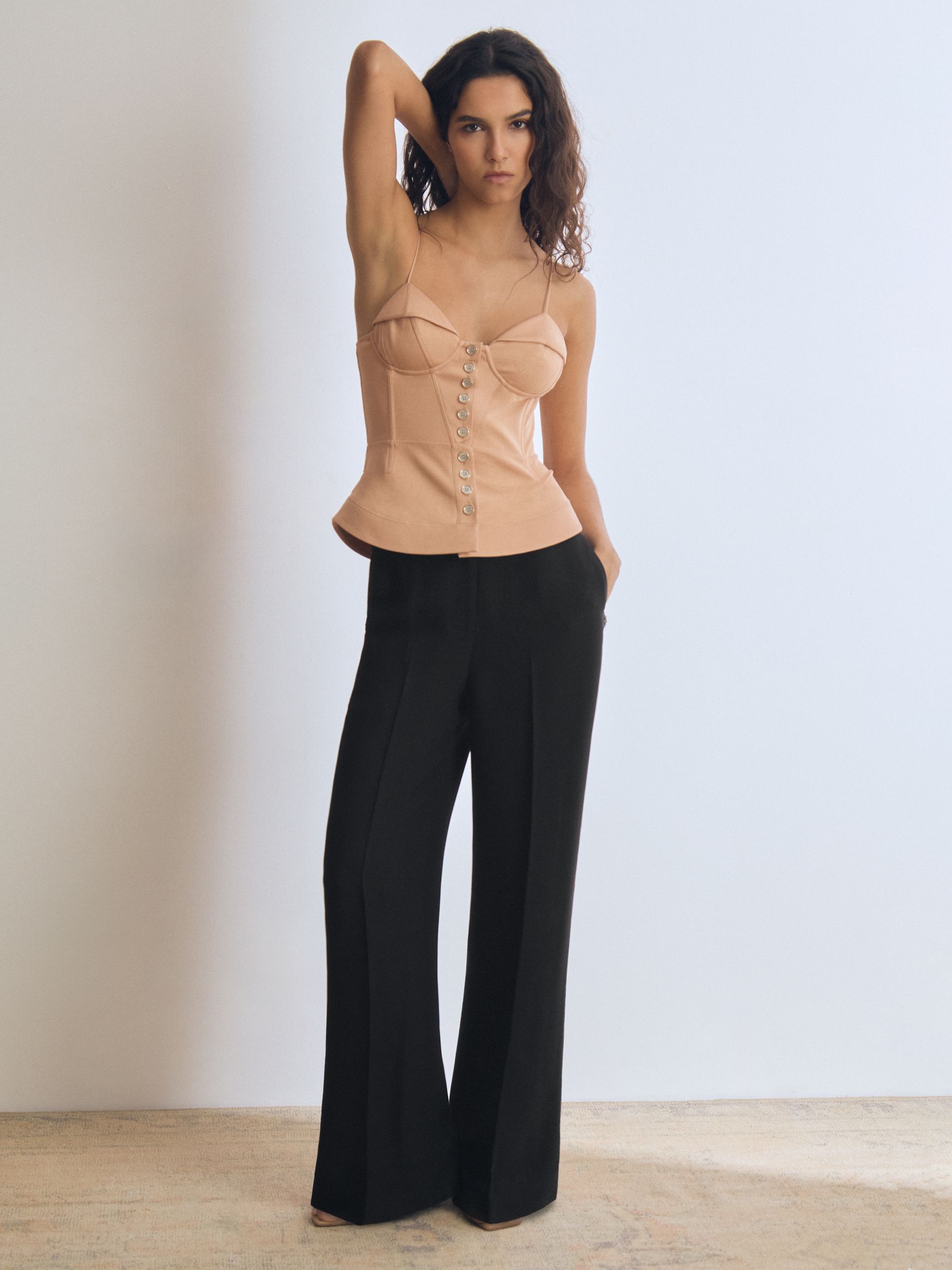 Atelier Crepe Wide-Leg Stitch Trousers in Black - Image 3 of 7