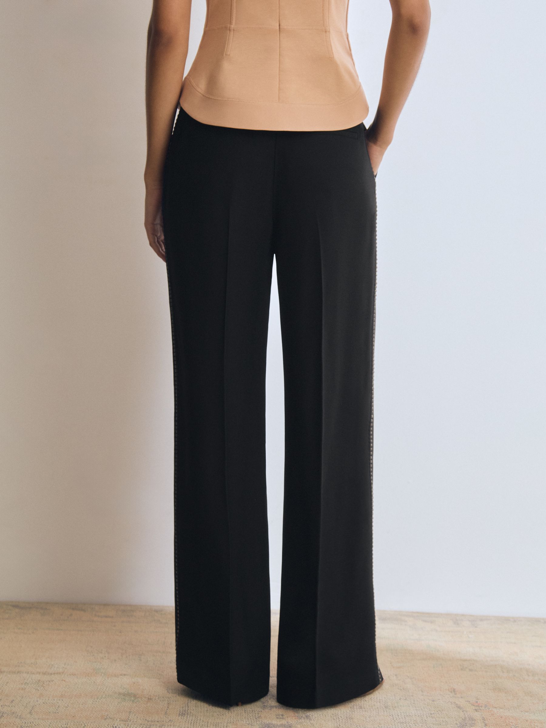 Atelier Crepe Wide-Leg Stitch Trousers in Black - Image 6 of 7