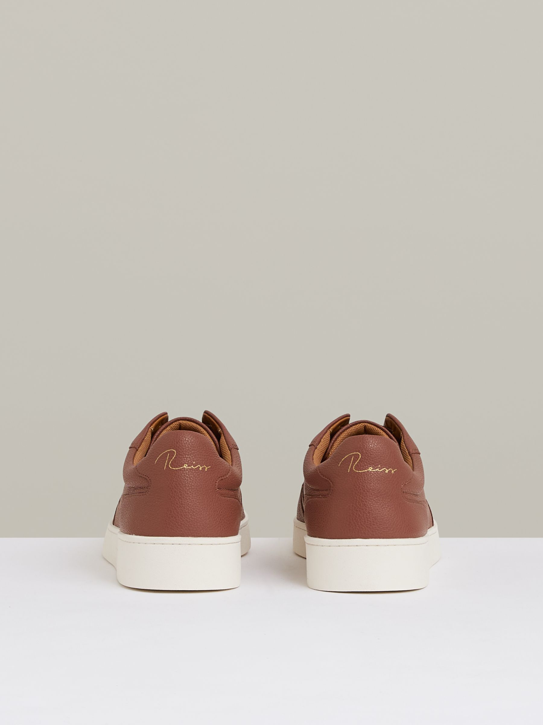 Leather Elasticated-Lace Trainers in Terracotta Brown - Image 5 of 5