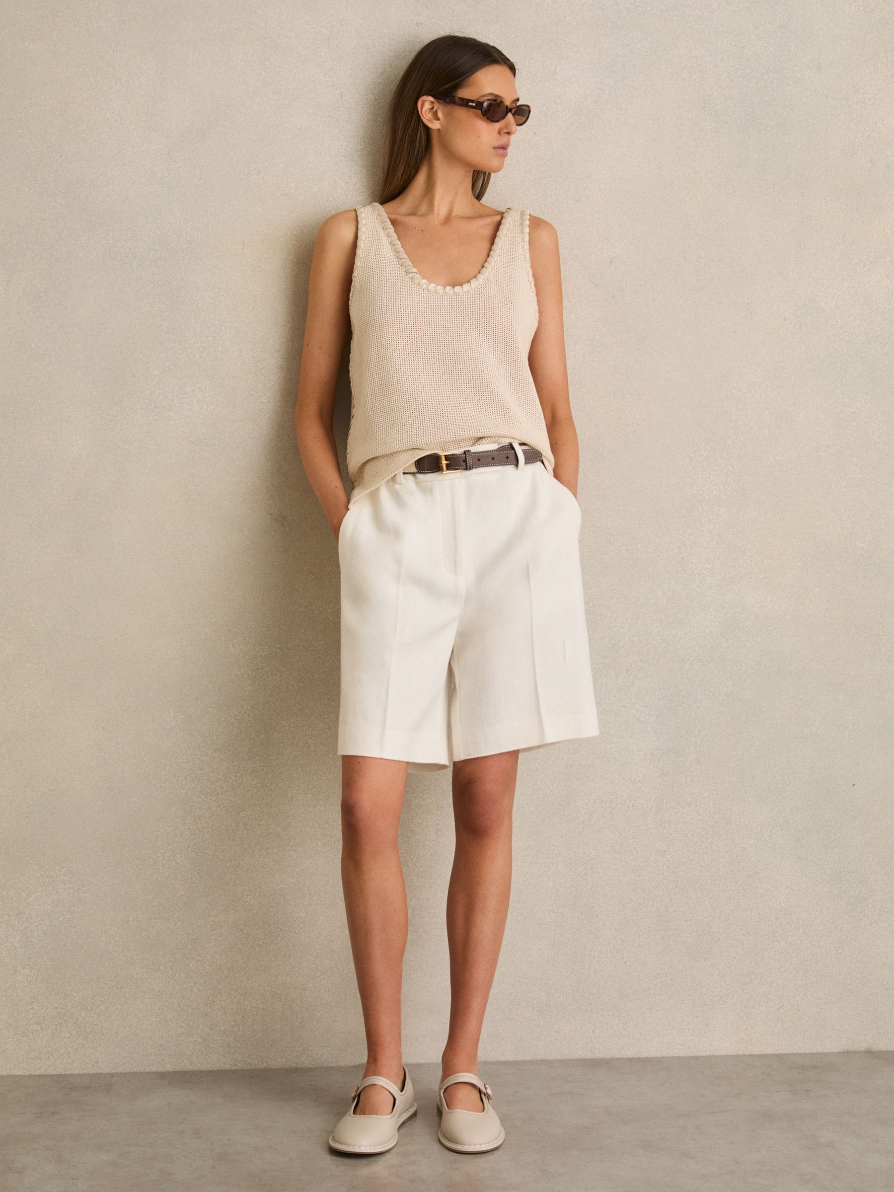 Leather Mary-Jane Shoes in Off White - Image 2 of 5