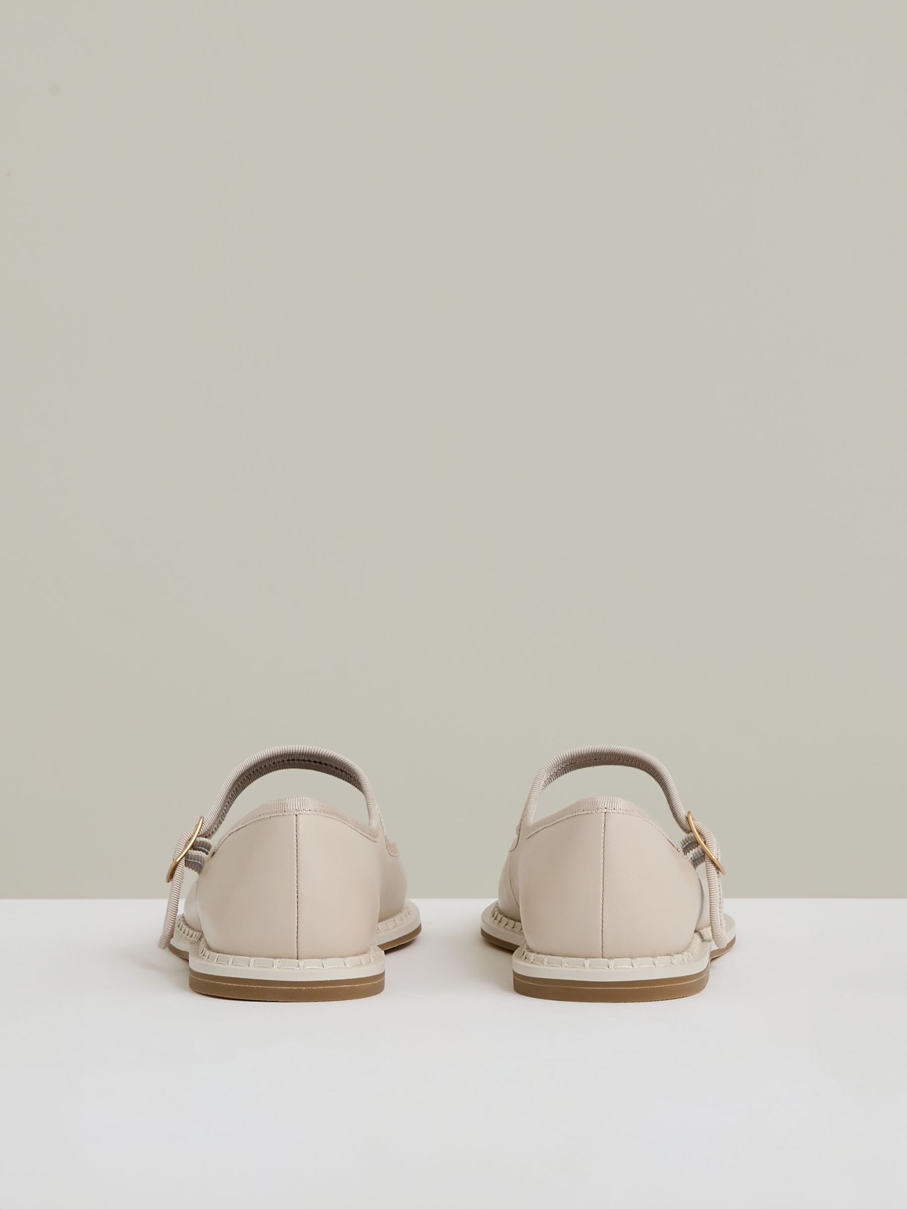 Leather Mary-Jane Shoes in Off White - Image 3 of 5