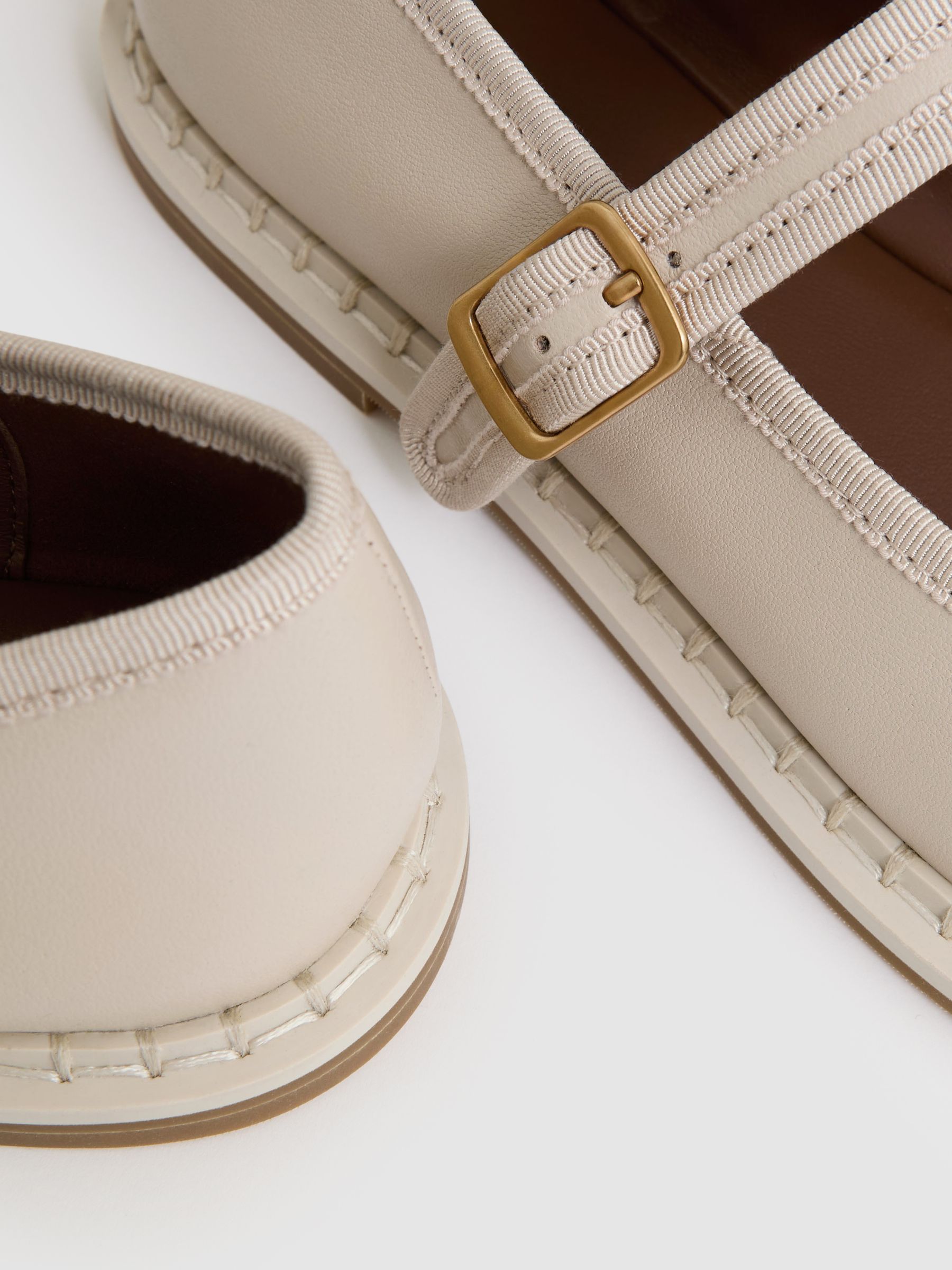 Leather Mary-Jane Shoes in Off White - Image 5 of 5