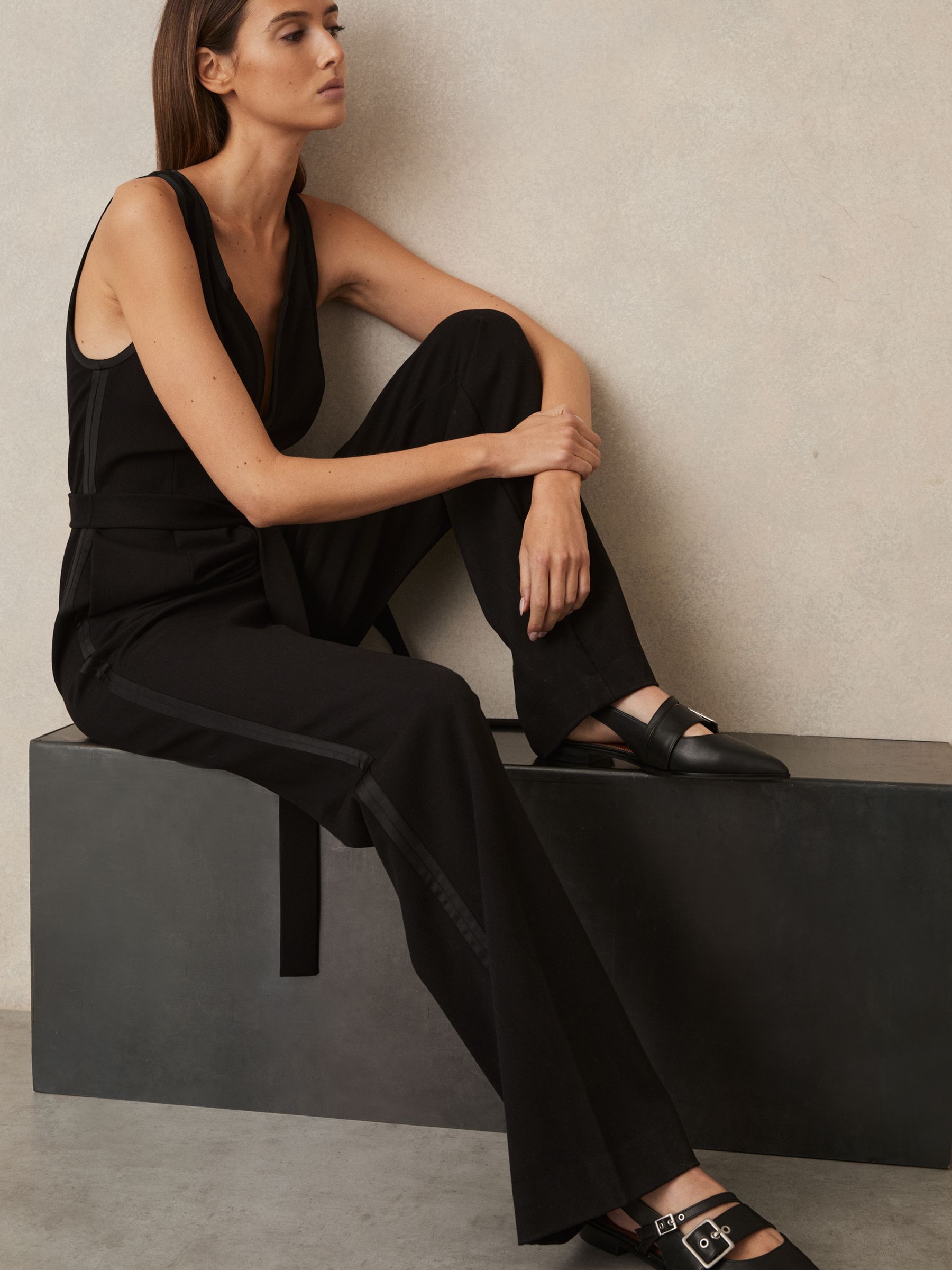 Leather Buckle-Strap Flat Mules in Black - Image 2 of 5