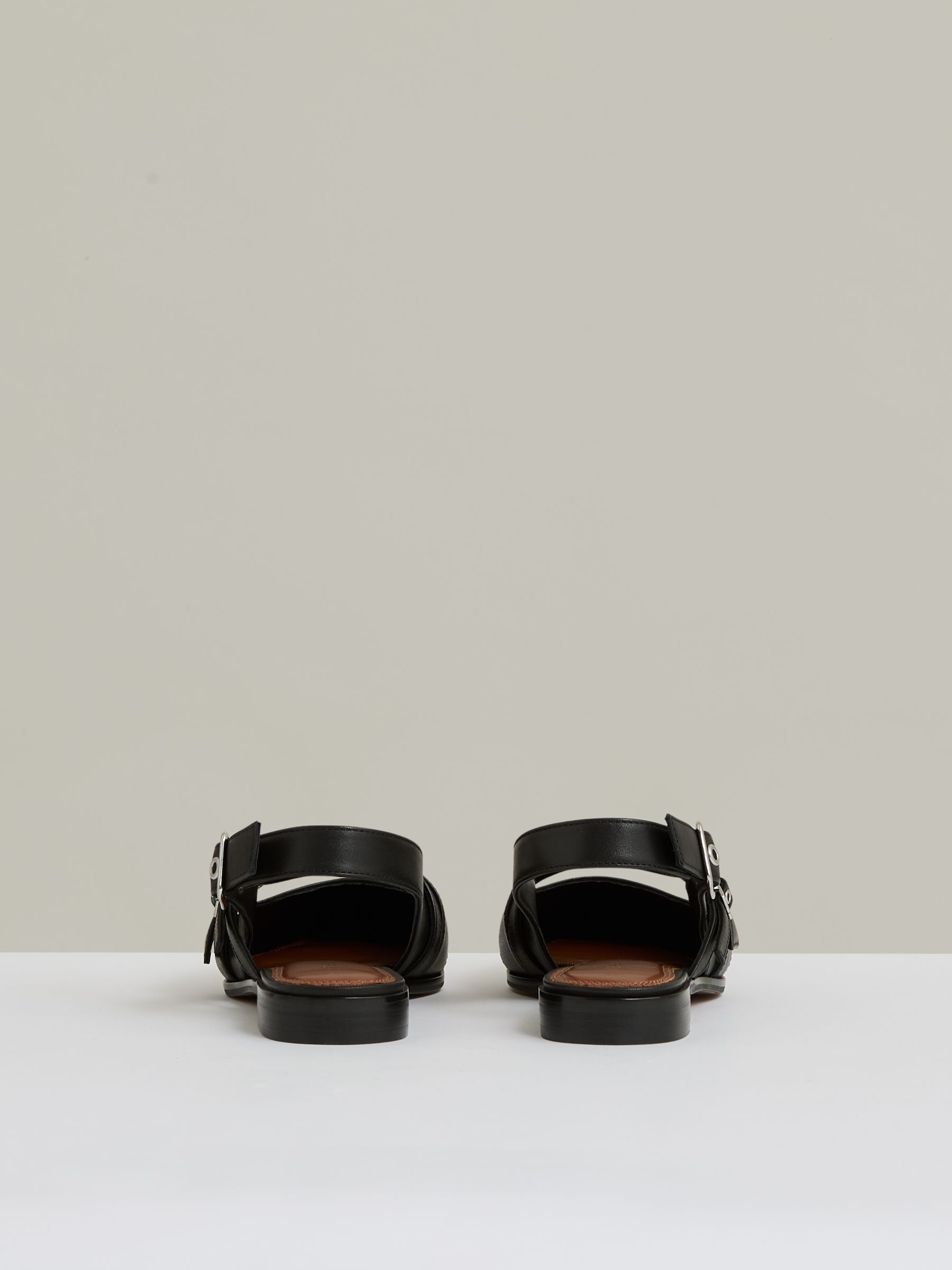 Leather Buckle-Strap Flat Mules in Black - image 2