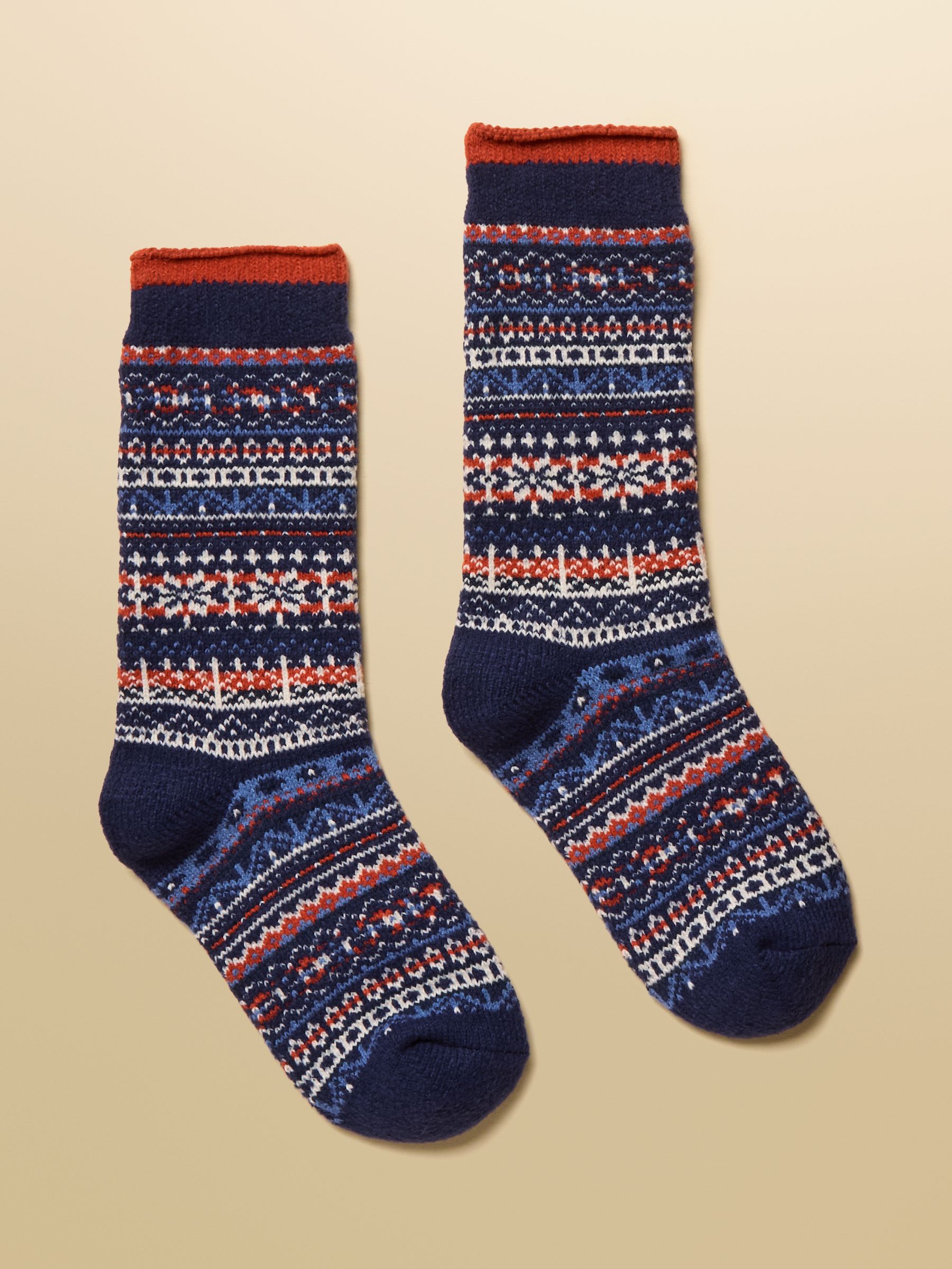 Kids' Wader Navy Fair Isle Welly Socks Joules