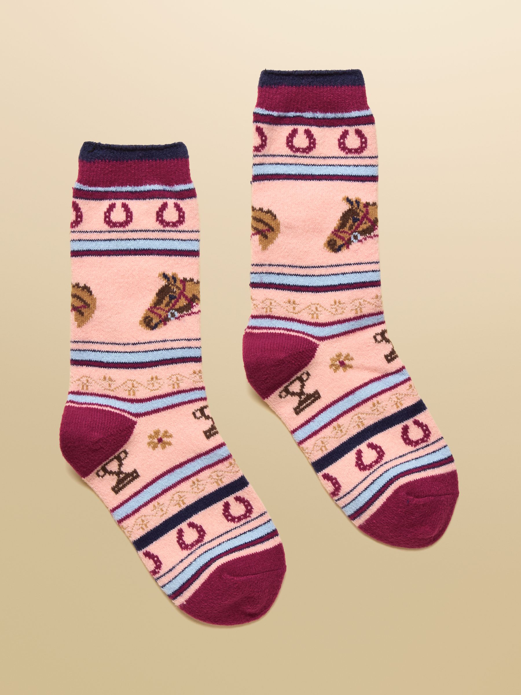 Kids' Ellis Pink Fair Isle Cosy Socks - Image 1 of 3