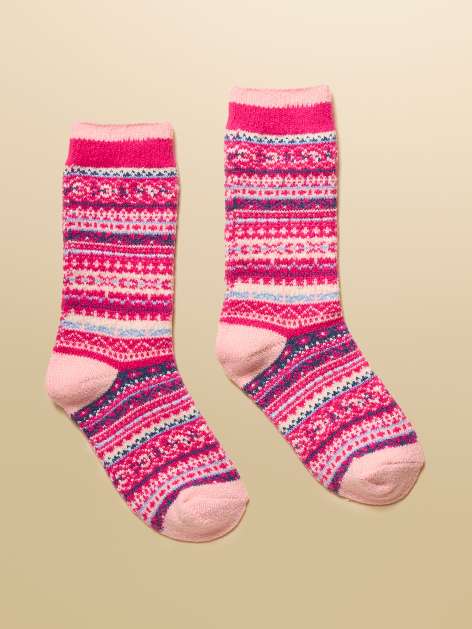 Kids' Wader Pink Fair Isle Welly Socks - Image 1 of 3