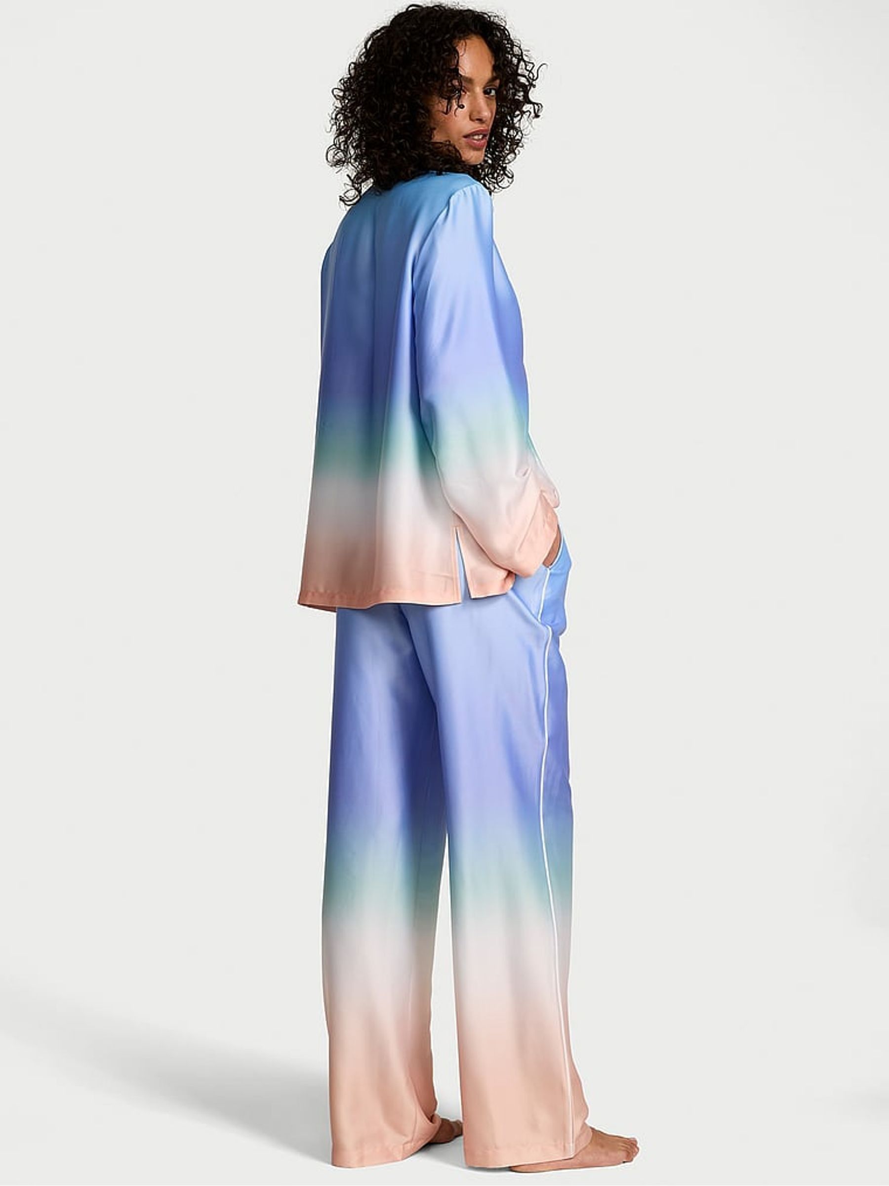 Shell Blue Ombre Satin Long Pyjama Set - Image 2 of 2