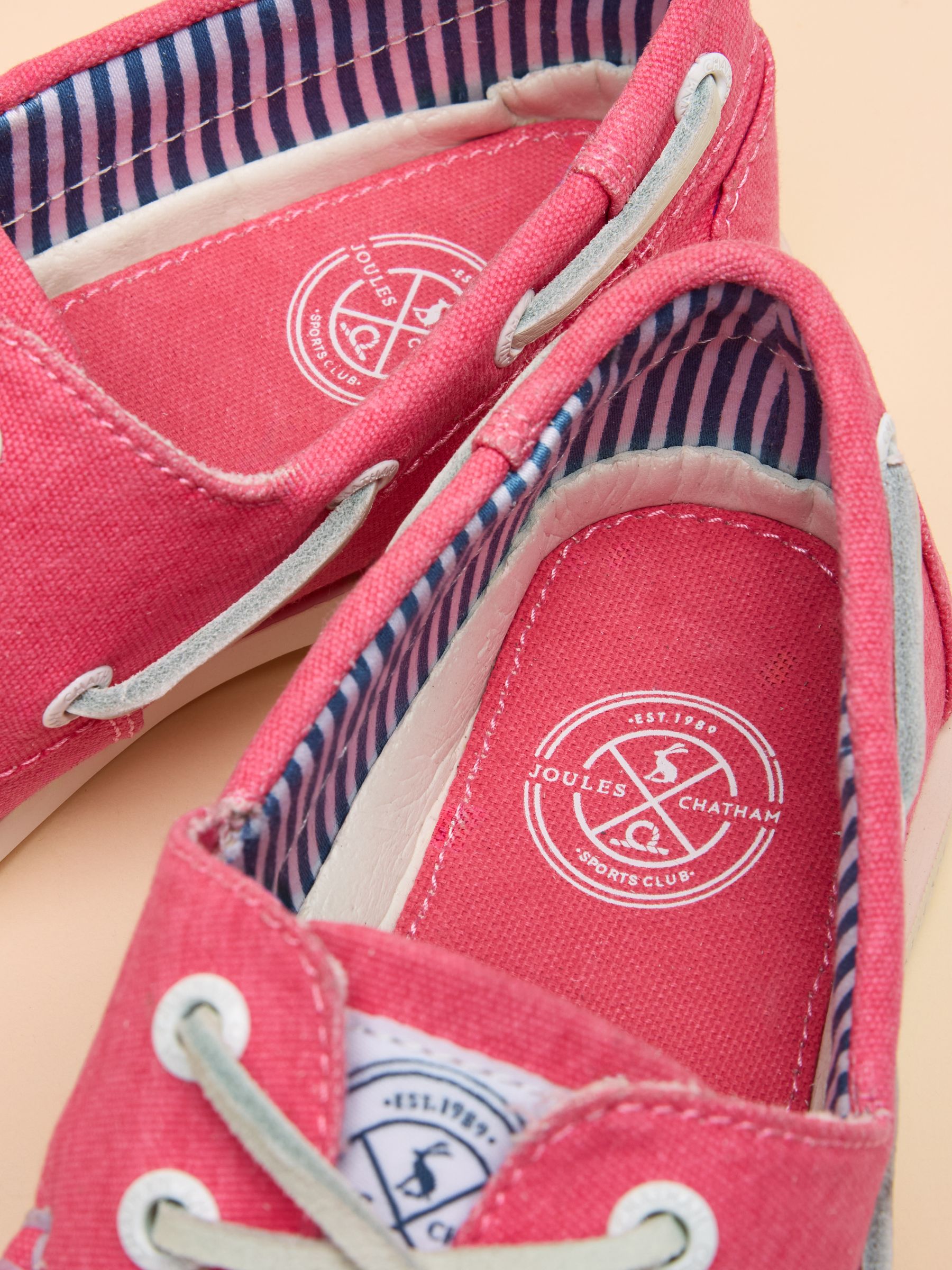 Joules X Chatham Bright Pink Jetty Deck Shoes - Image 6 of 7