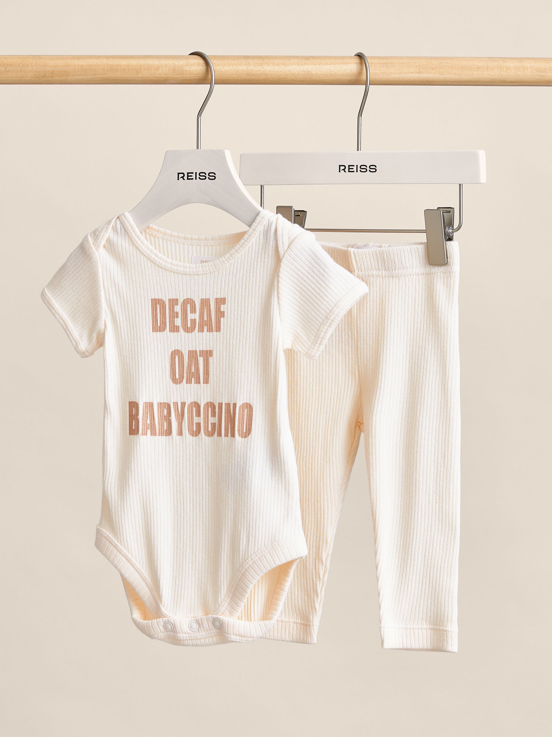Slogan Bodysuit And Leggings Set in Ivory - Image 1 of 4