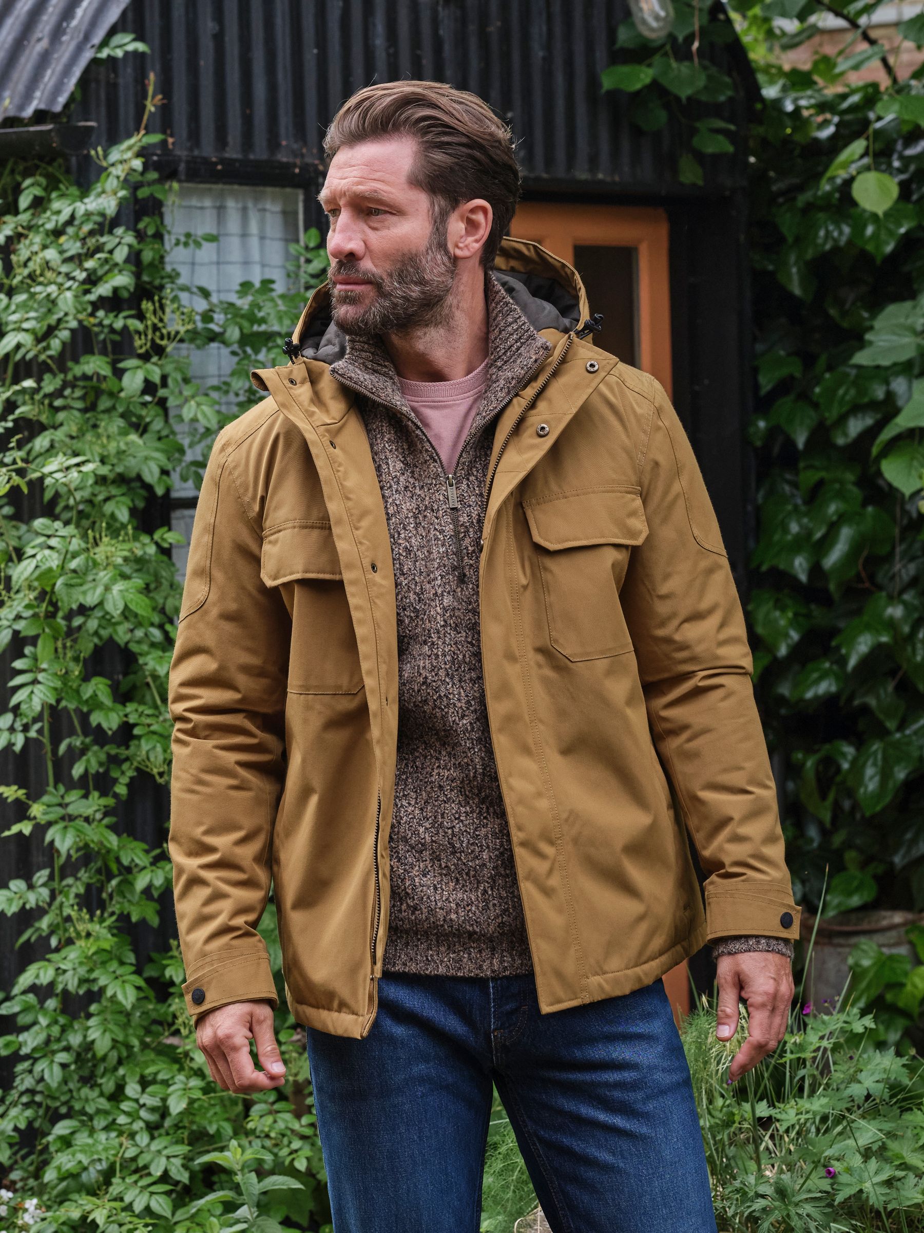 Truro Dark Yellow Hooded Waterproof Jacket - Image 1 of 6