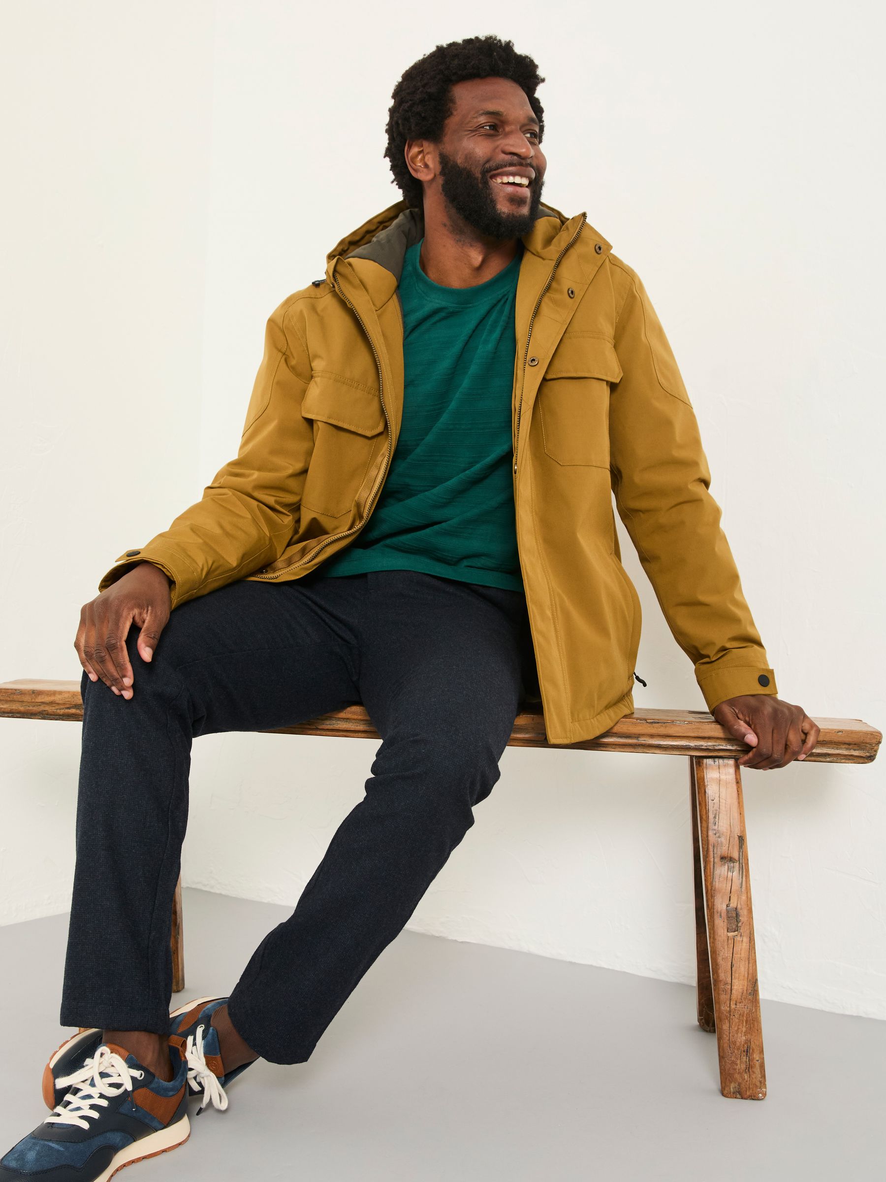 Truro Dark Yellow Hooded Waterproof Jacket | FatFace USA