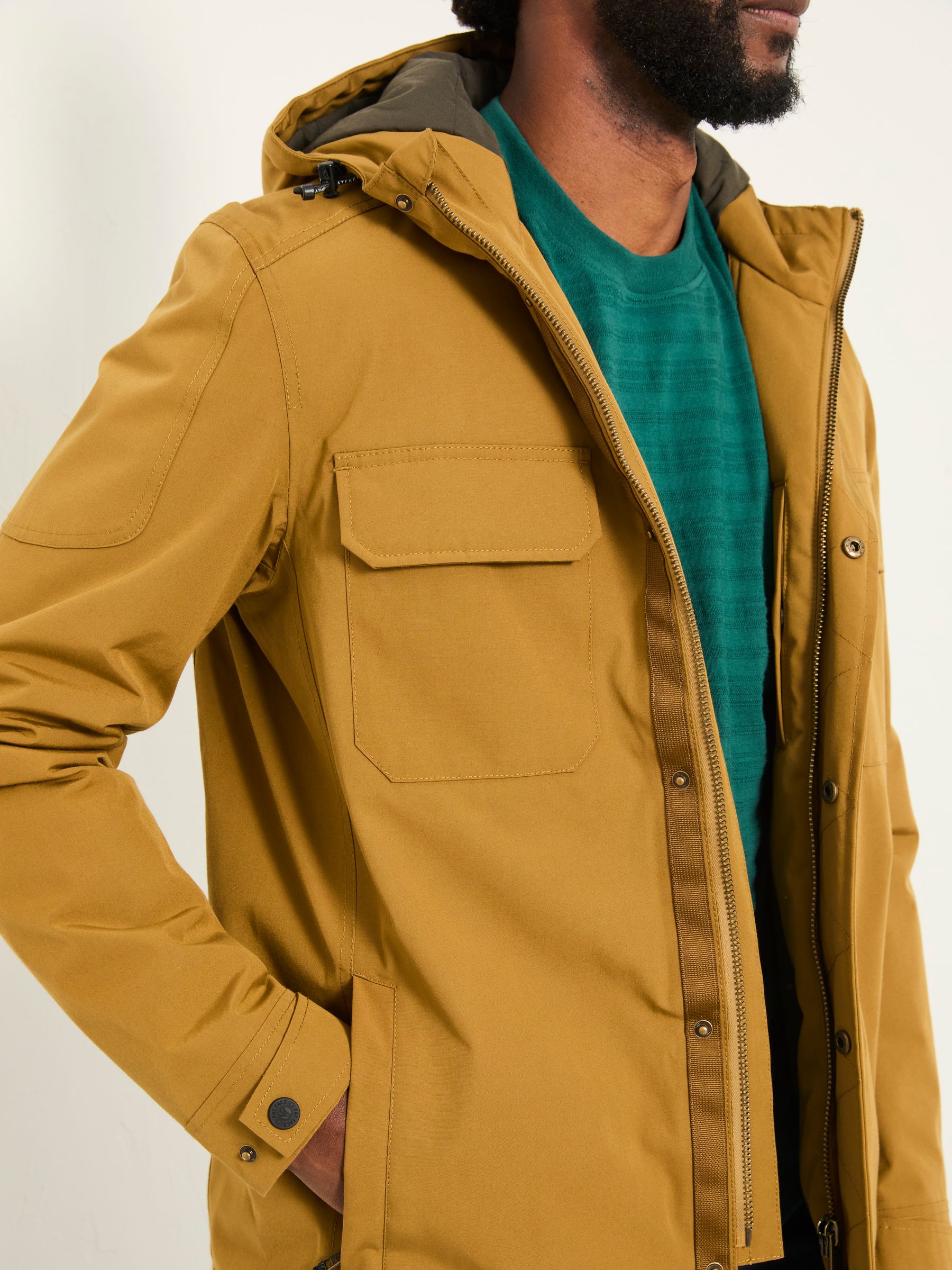 Truro Dark Yellow Hooded Waterproof Jacket - Image 4 of 6