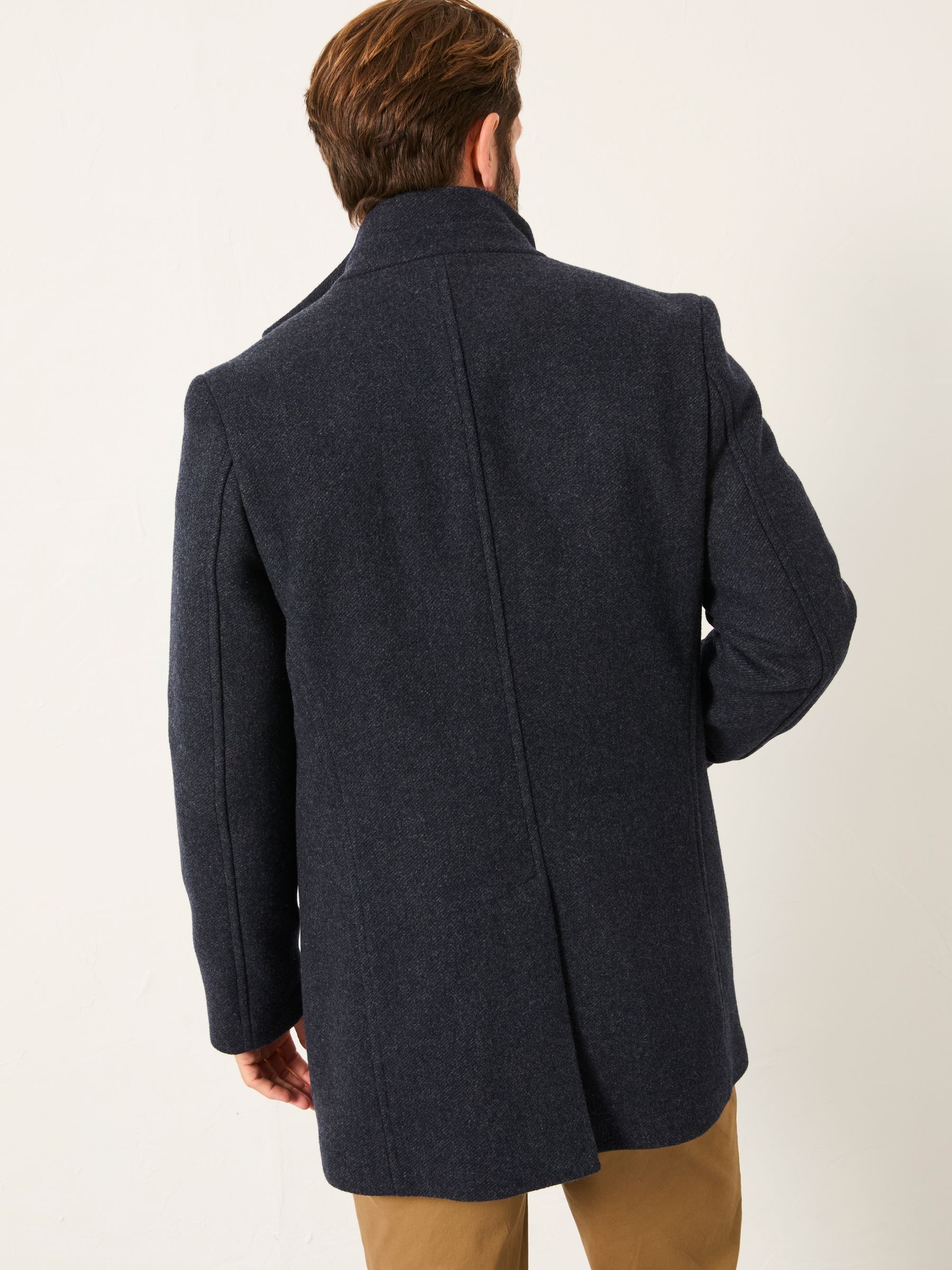 Pendeen Navy Wool Mix Overcoat | FatFace USA