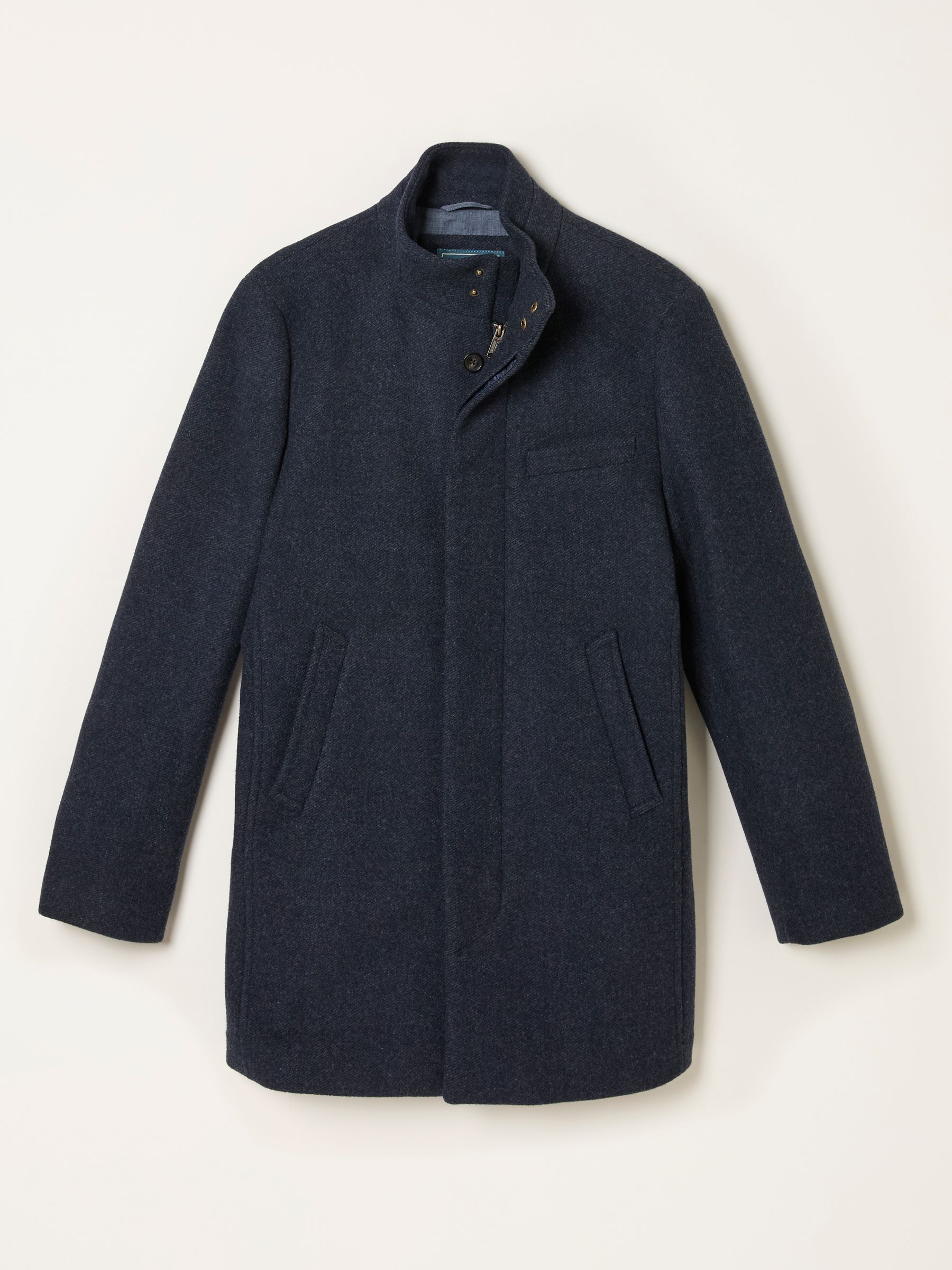 Pendeen Navy Wool Mix Overcoat | FatFace USA