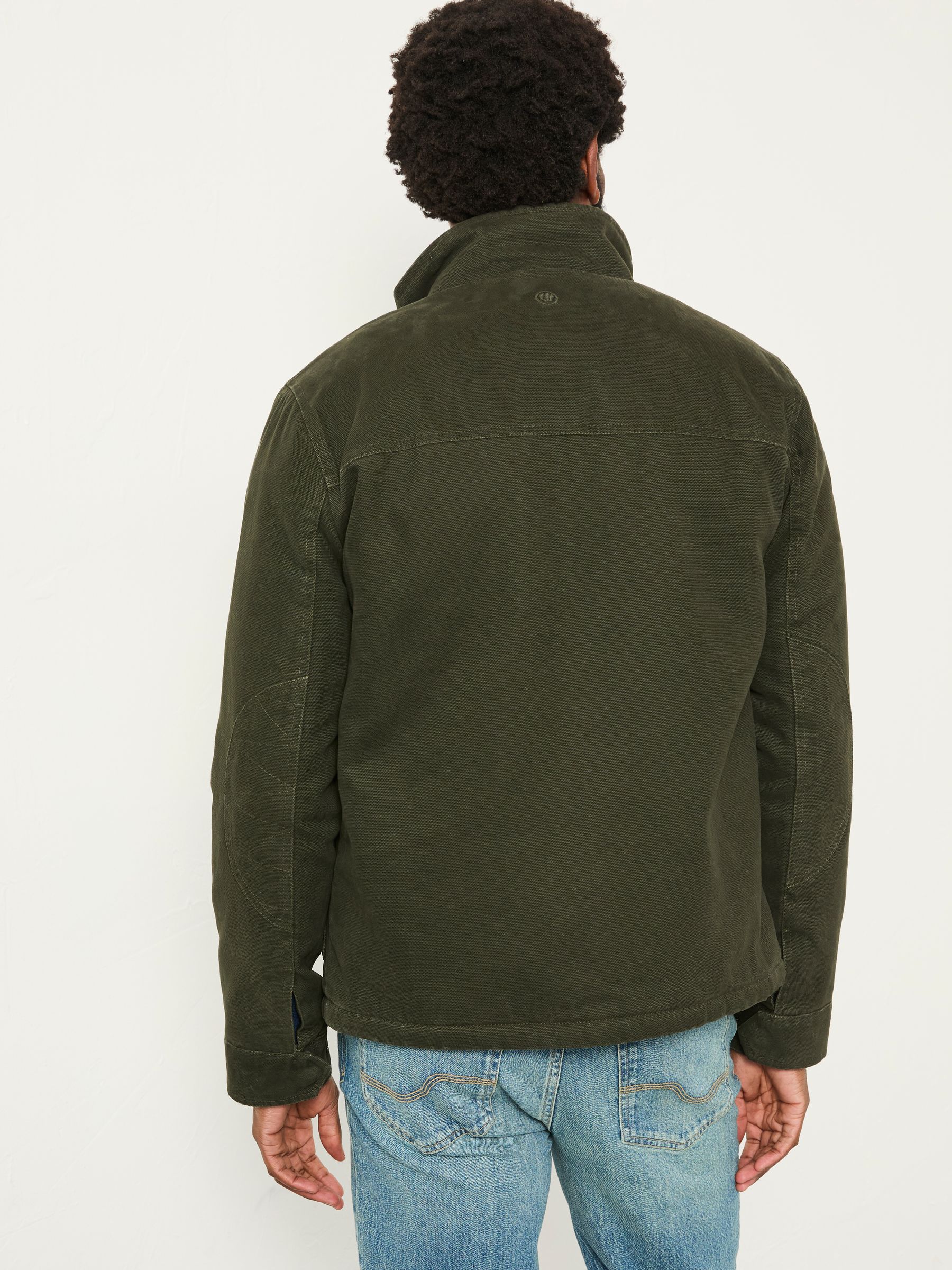 Wardly Khaki Green Canvas Funnel Neck Jacket - Image 2 of 5