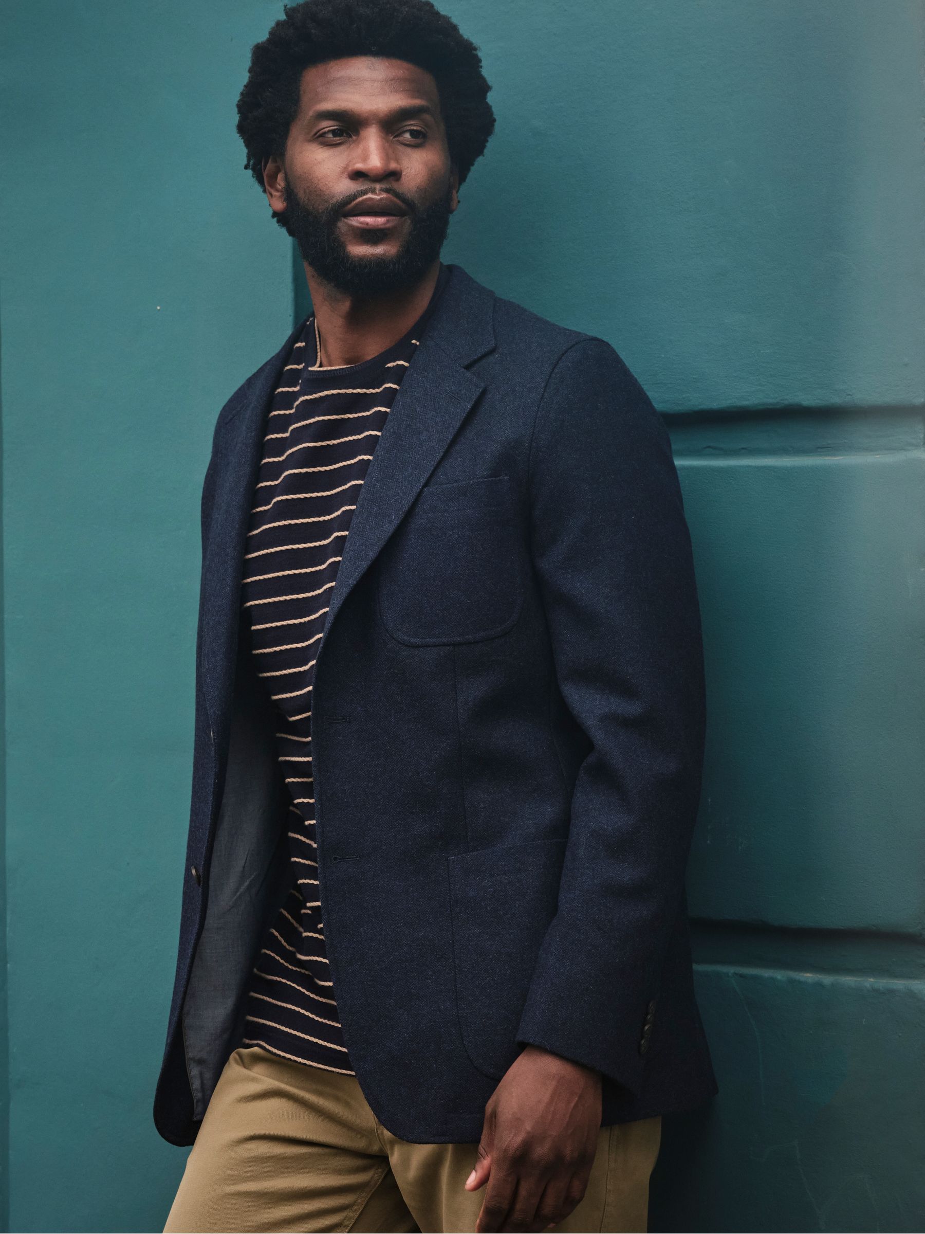 Wool Mix Herringbone Blazer