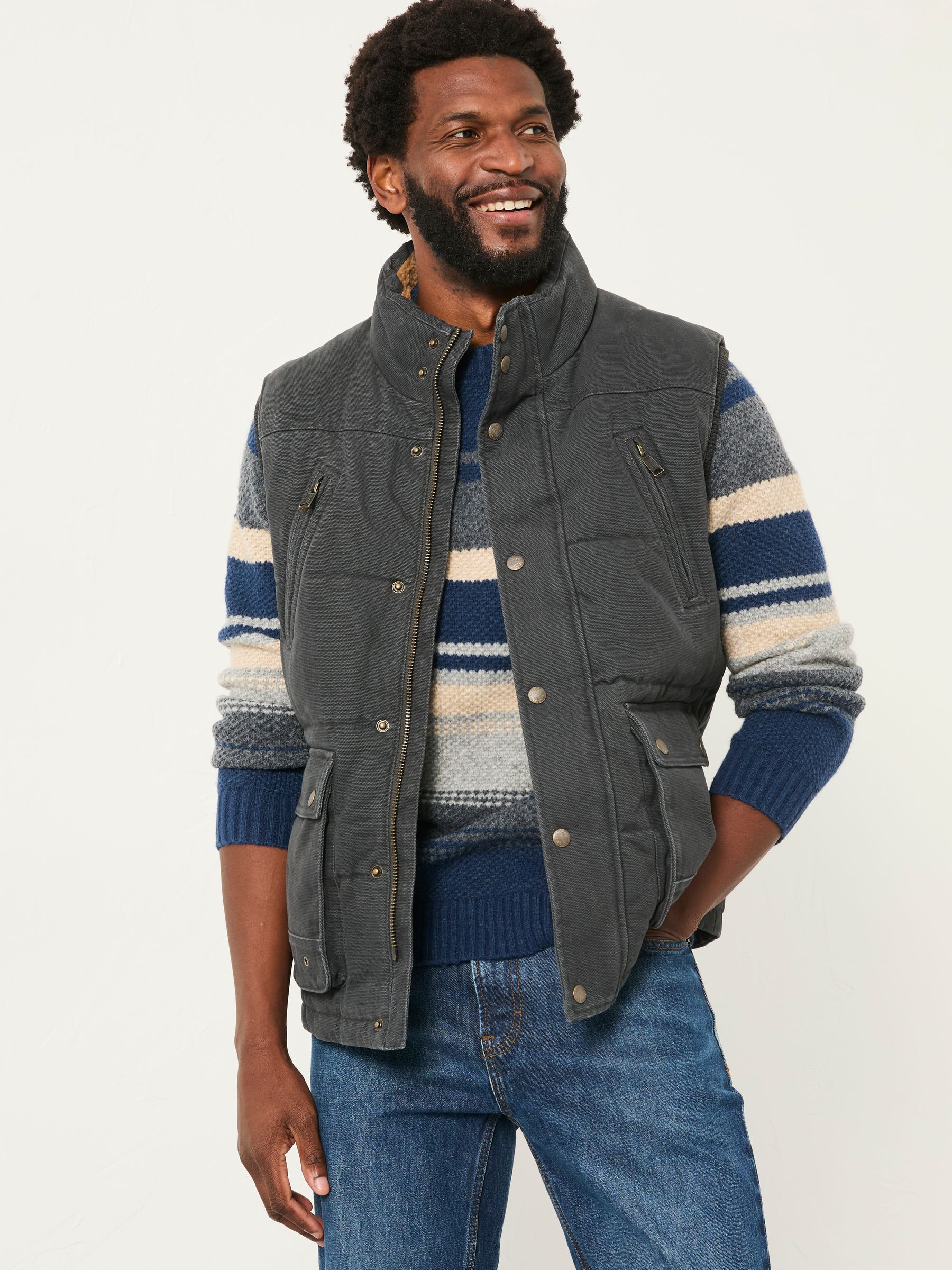 Warton Charcoal Grey Two Pocket Funnel Gilet - Image 1 of 5
