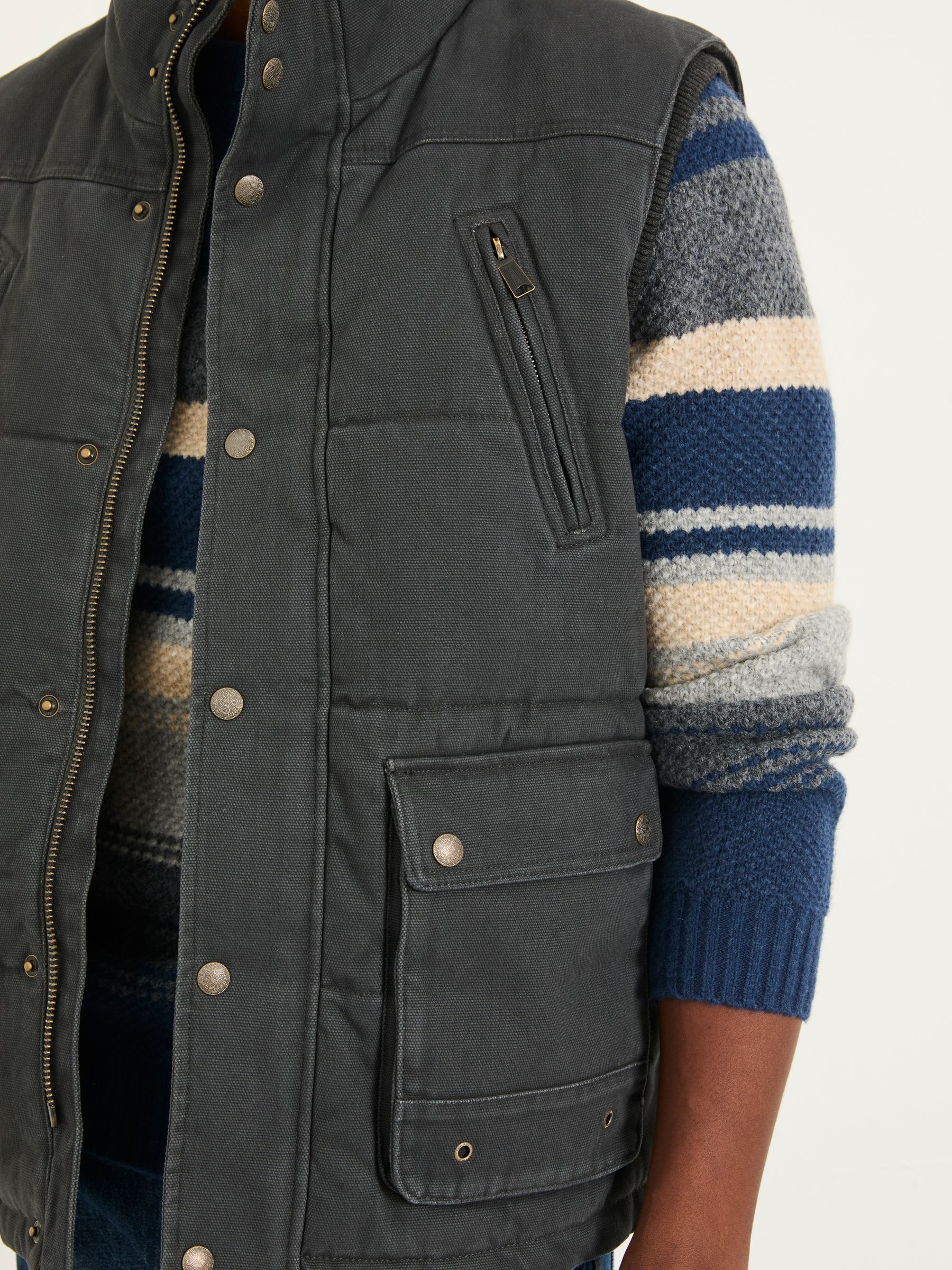 Warton Charcoal Grey Two Pocket Funnel Gilet - Image 3 of 5