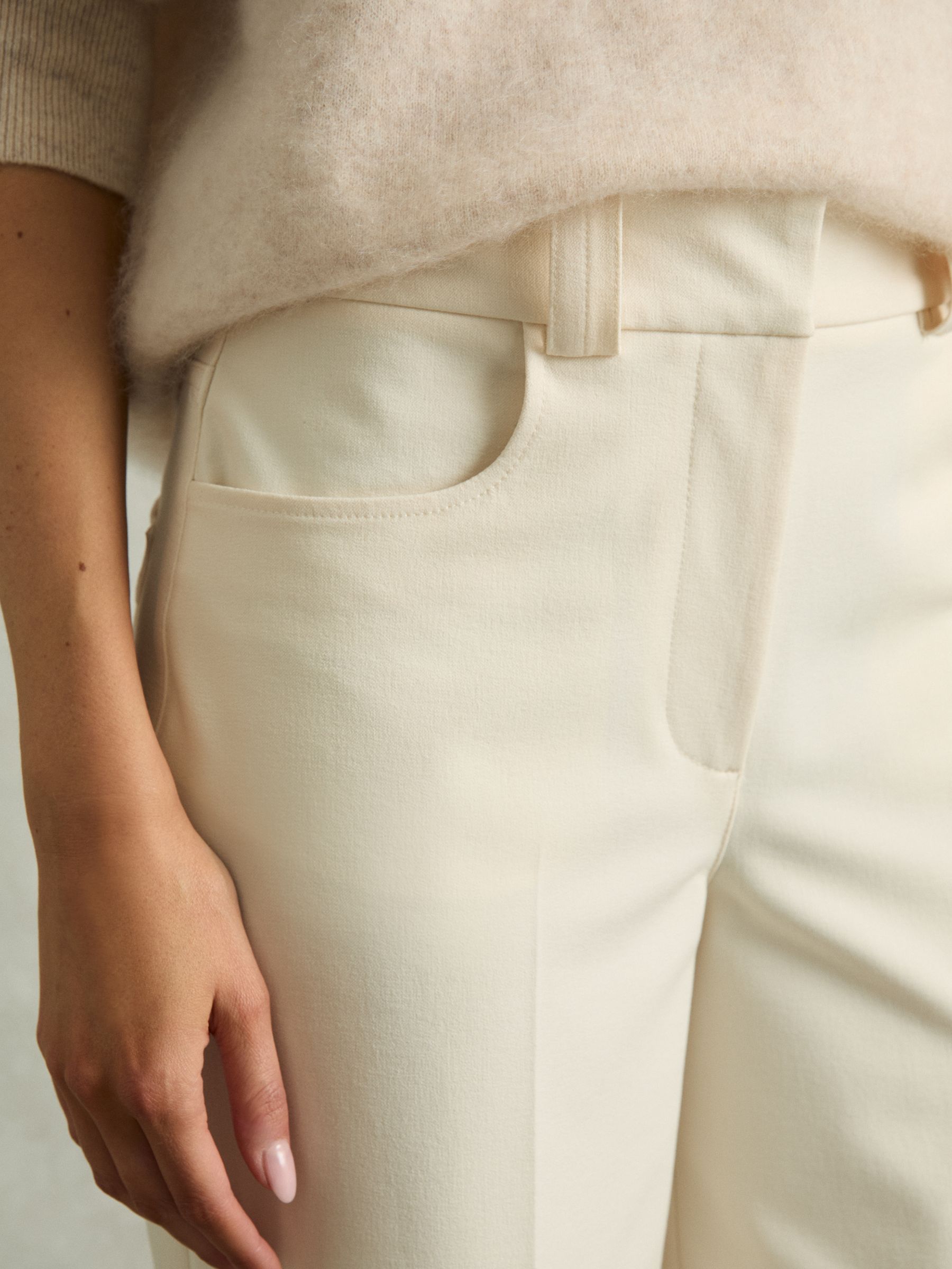 Twill Culotte Trousers in Cream - Image 4 of 6