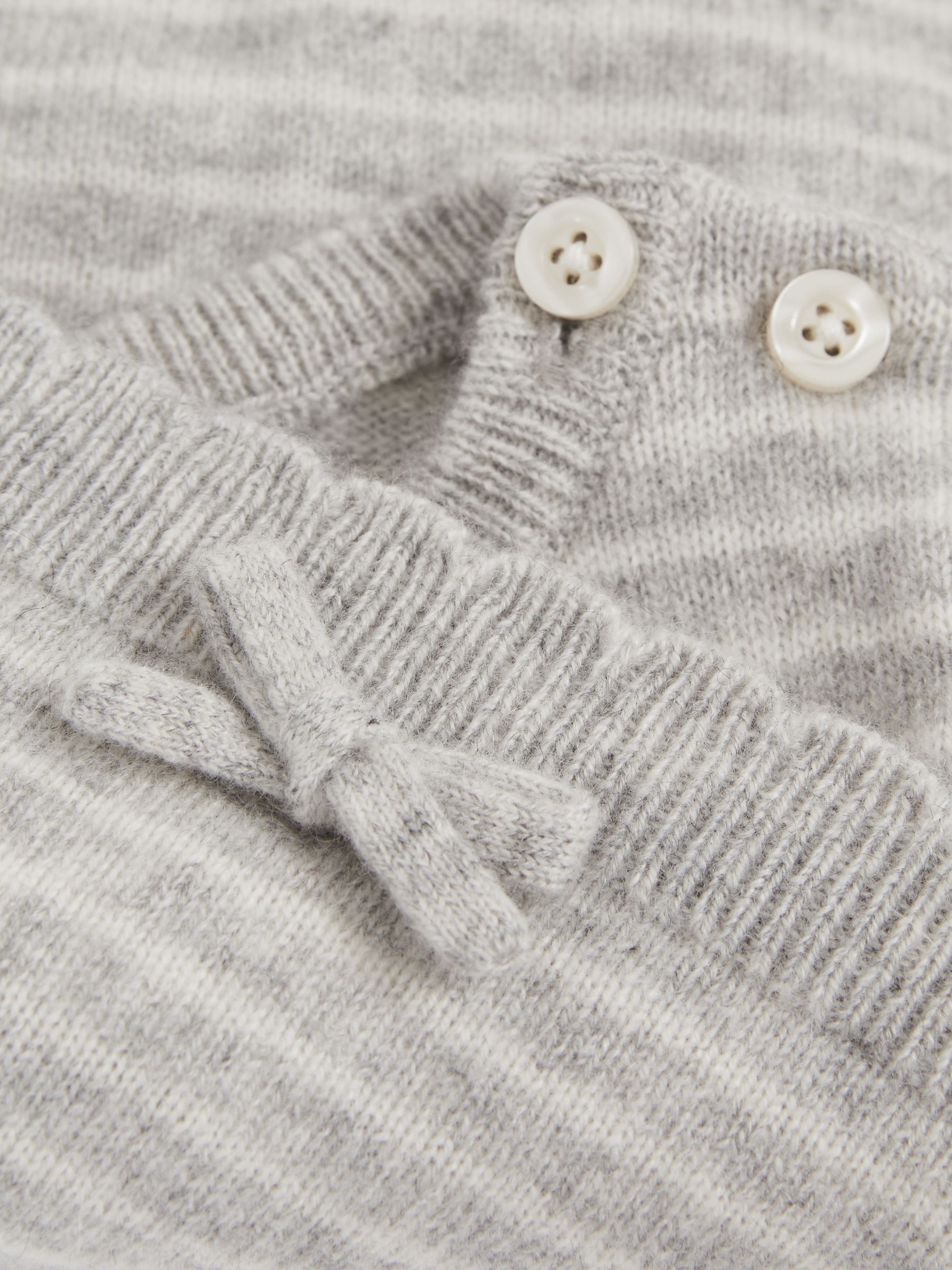 100% Cashmere Stripe Top And Shorts Set in Grey Marl - Image 4 of 5