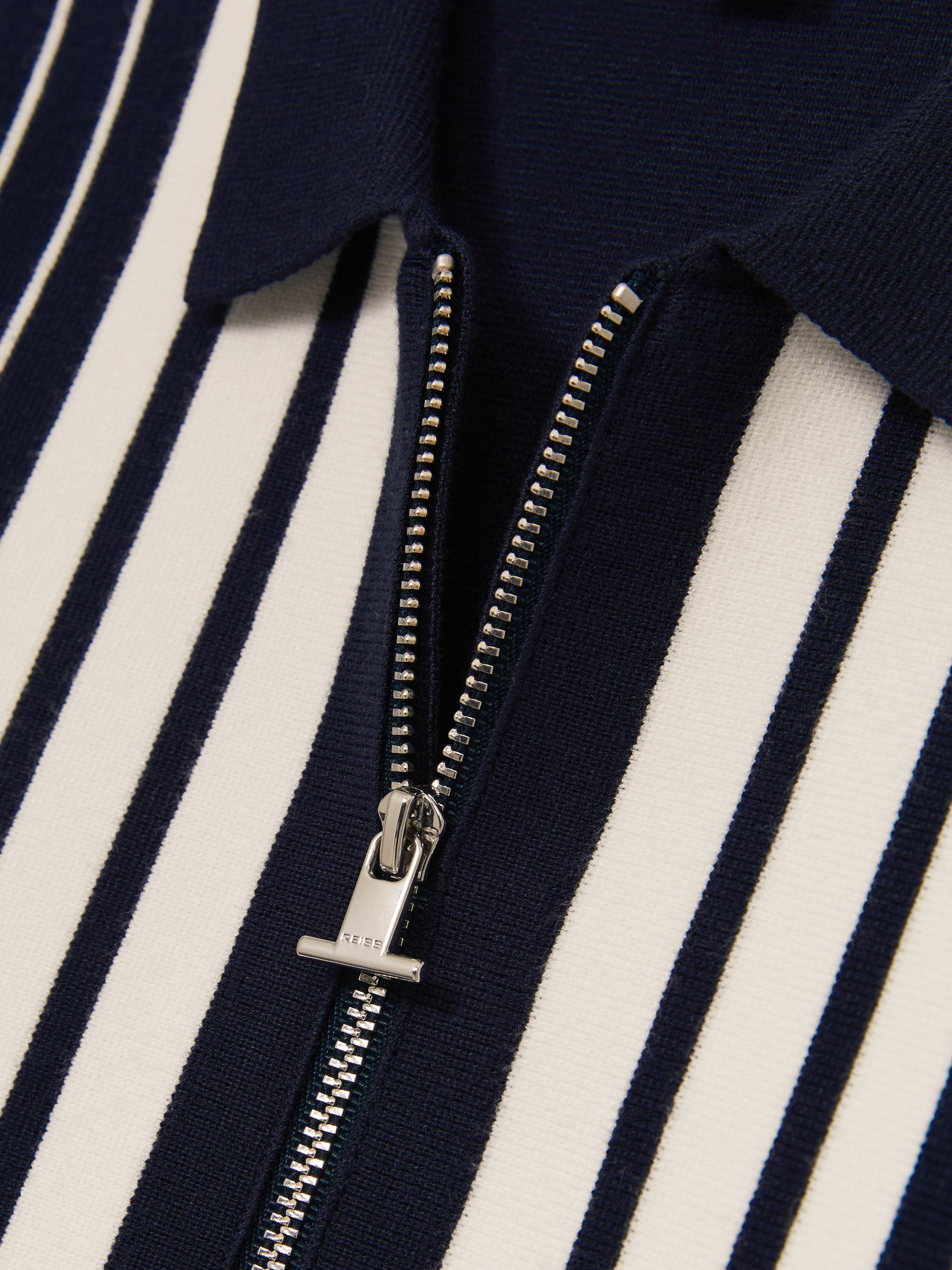 9-13 yrs Striped Zip-Through Knit Overshirt in Navy/White - Image 5 of 5
