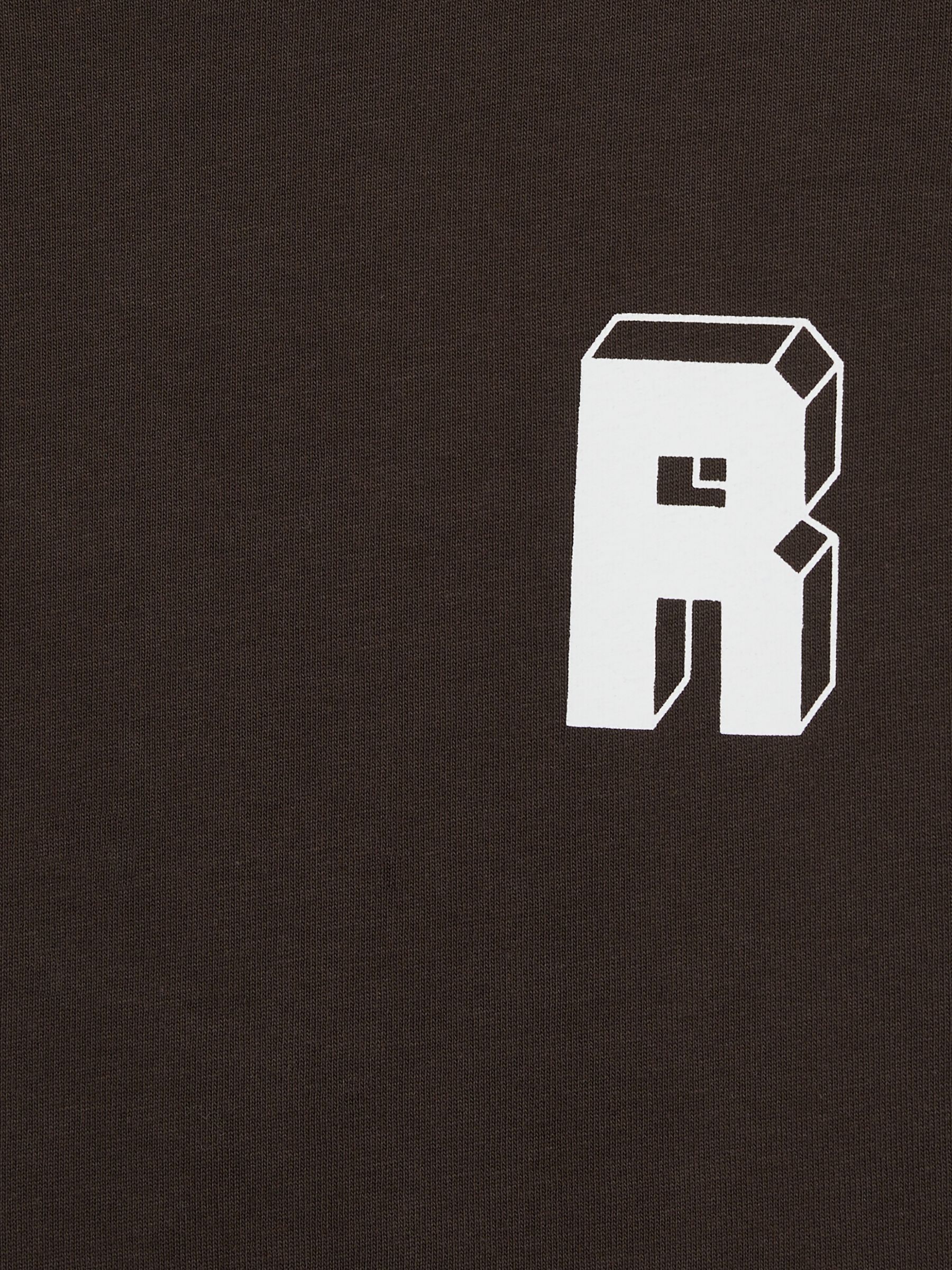 9-13 yrs Cotton Block-Logo Oversized T-Shirt in Chocolate Brown / Off White - Image 4 of 4