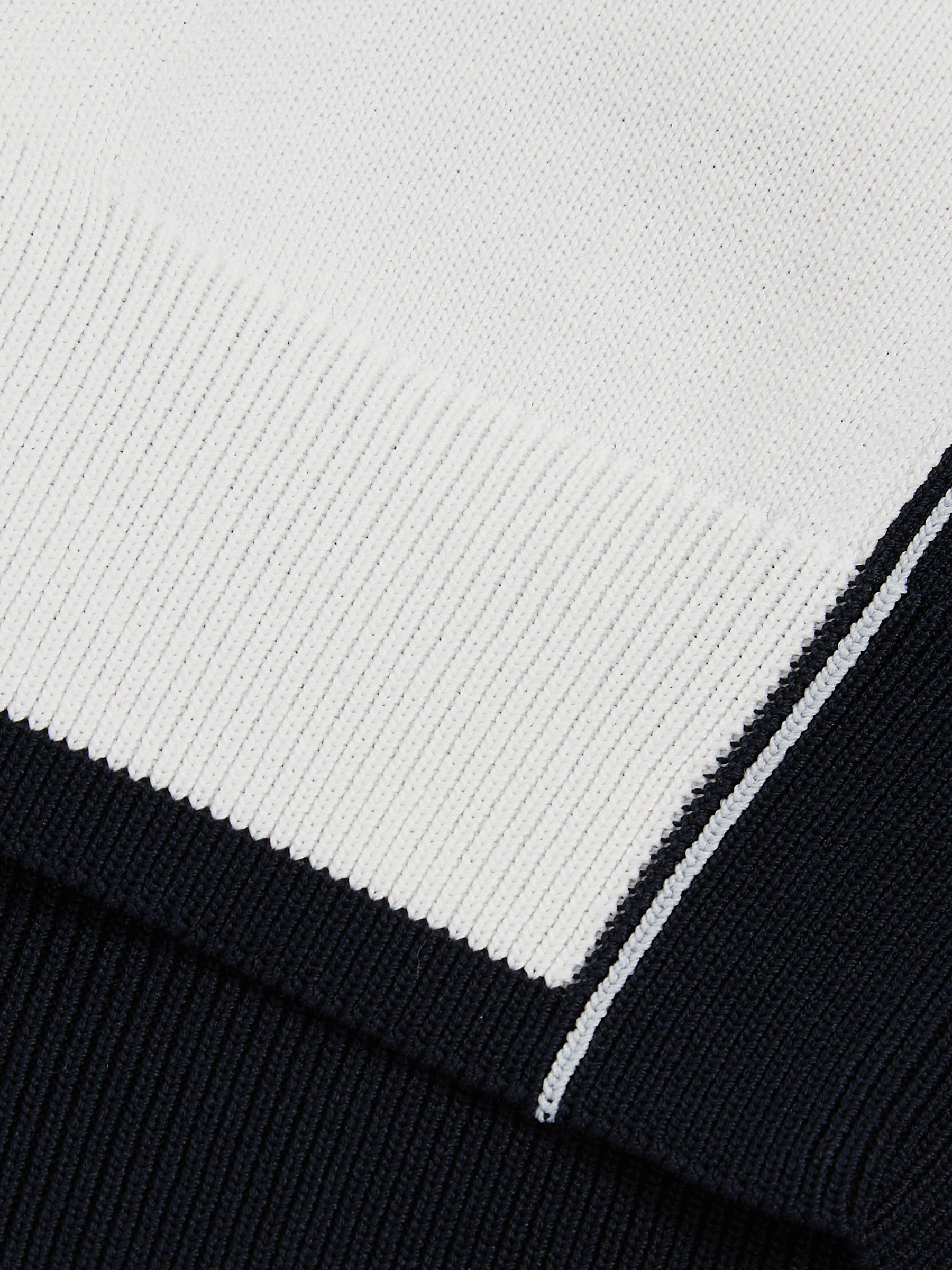 Colourblock Tipped Knit Shirt in White/Navy - Image 6 of 6